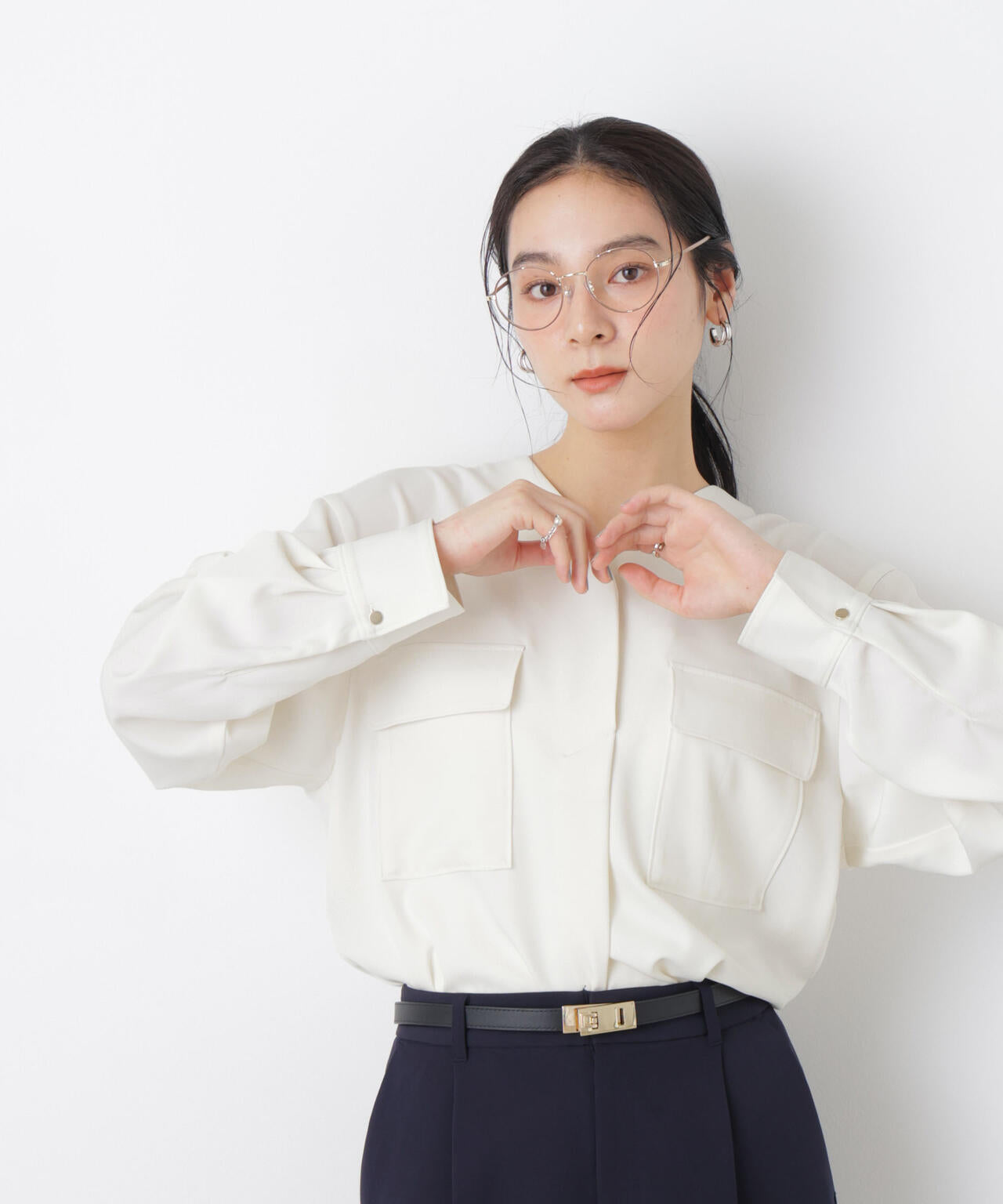 スキッパーポケットブラウス 6696120308