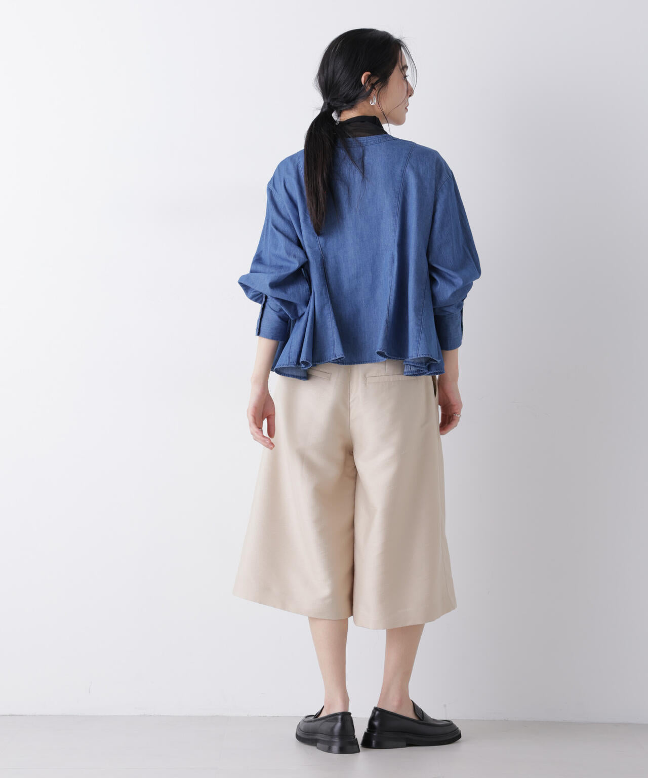 ライトデニムフレアブラウス 6696120312