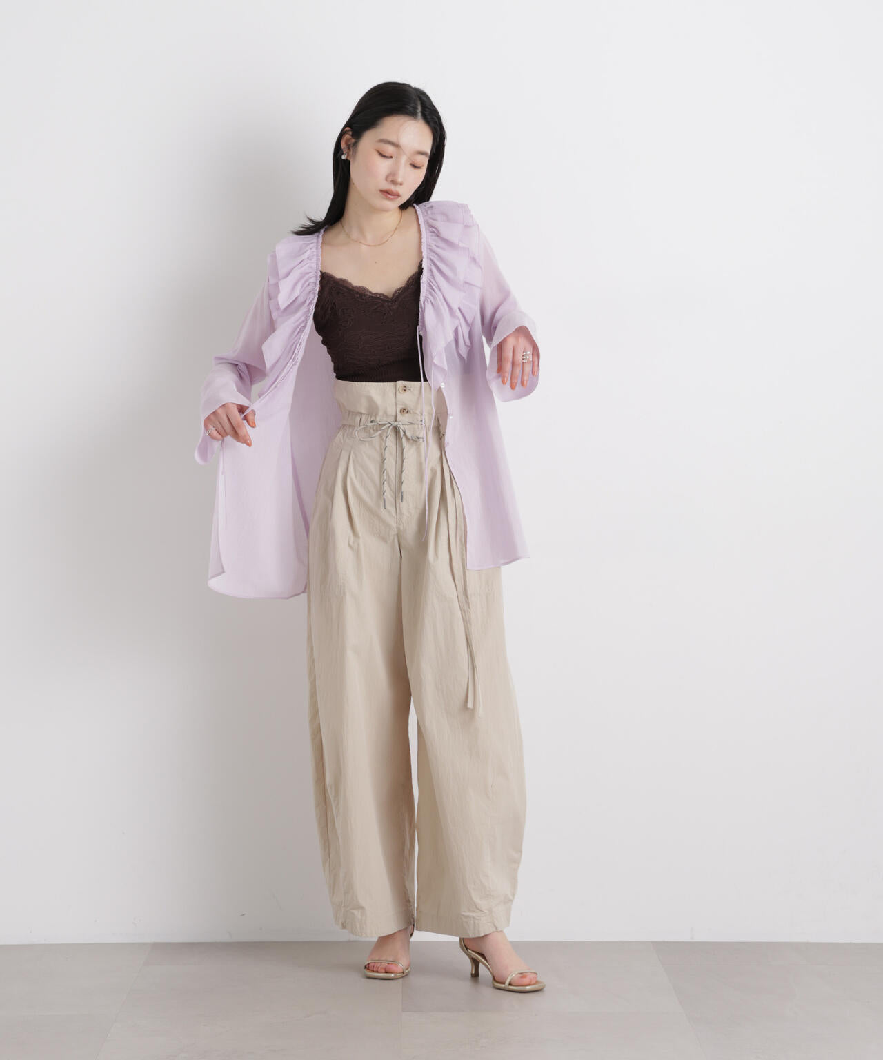 シフォンフリルブラウス シフォンフリル ブラウス(110cm サックス): キッズ - ナルミヤ
