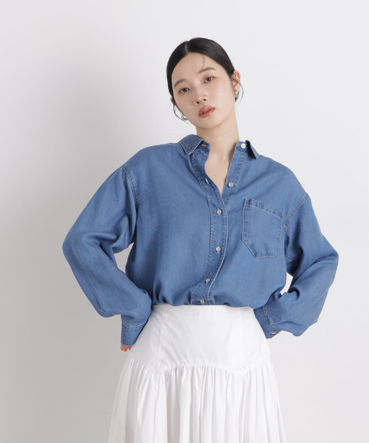 テンセルデニムリラックスシャツ(セットアップ可) 6696120316