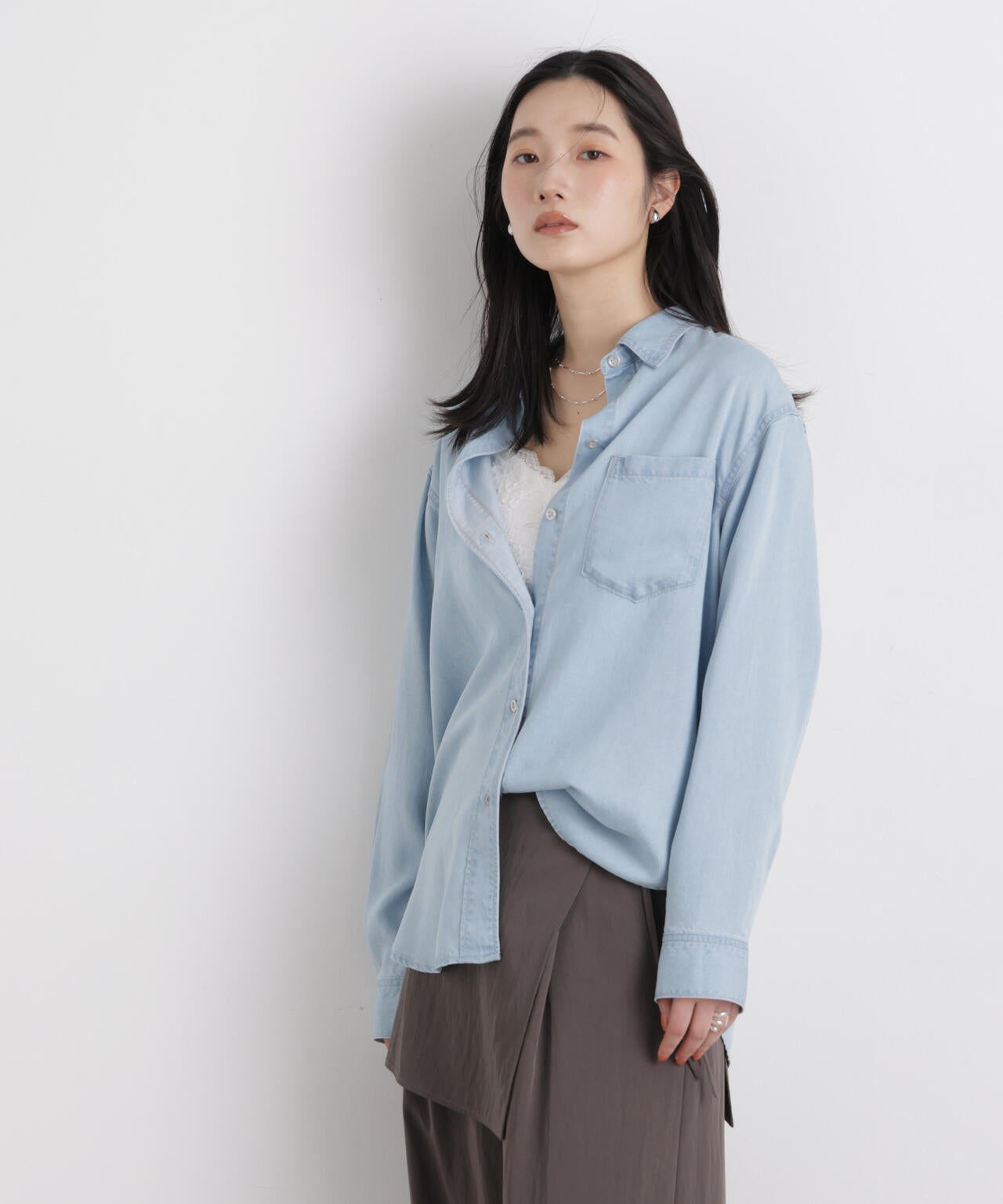 テンセルデニムリラックスシャツ(セットアップ可) 6696120316