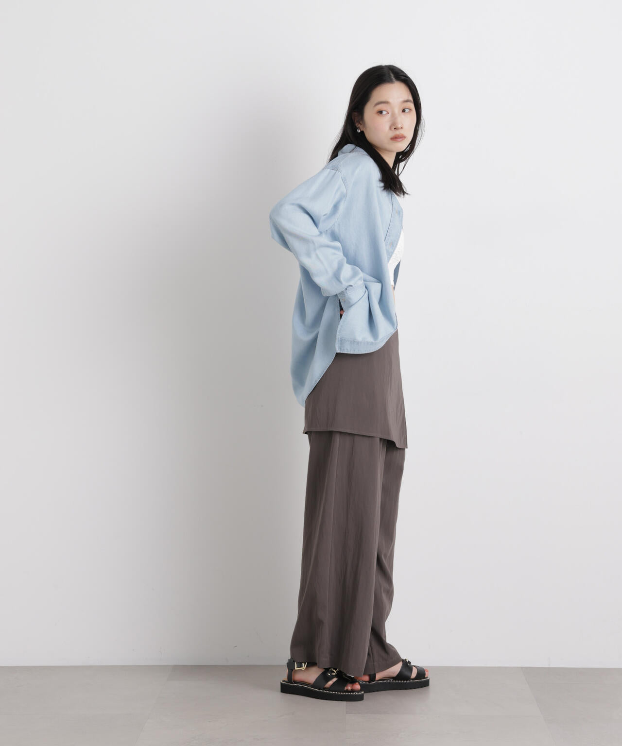 テンセルデニムリラックスシャツ(セットアップ可) 6696120316