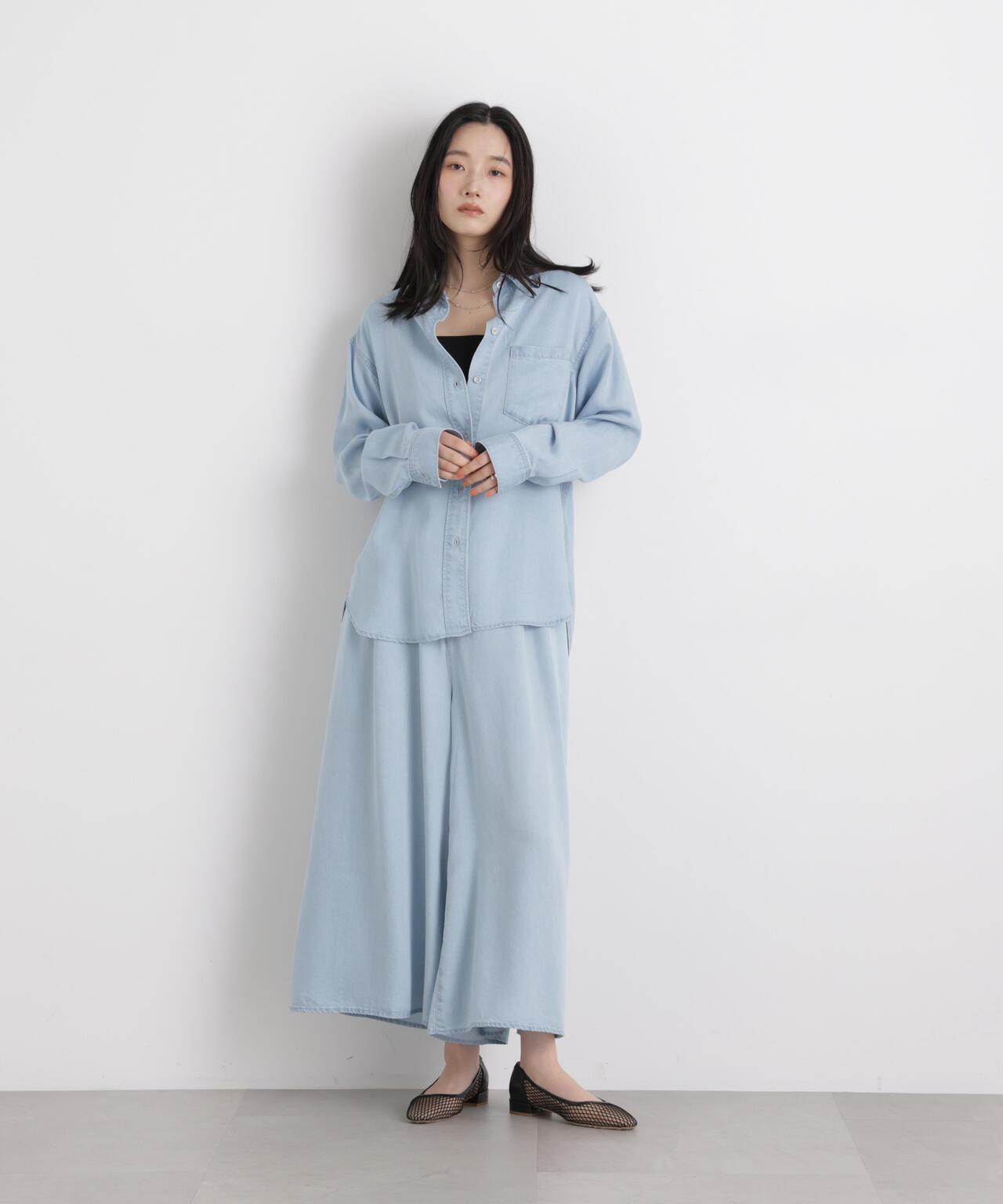 転売OK 新品　リプレイ　ディーゼル　ナノユニバースなど テンセル デニム リラックス シャツ ( セットアップ 可 )