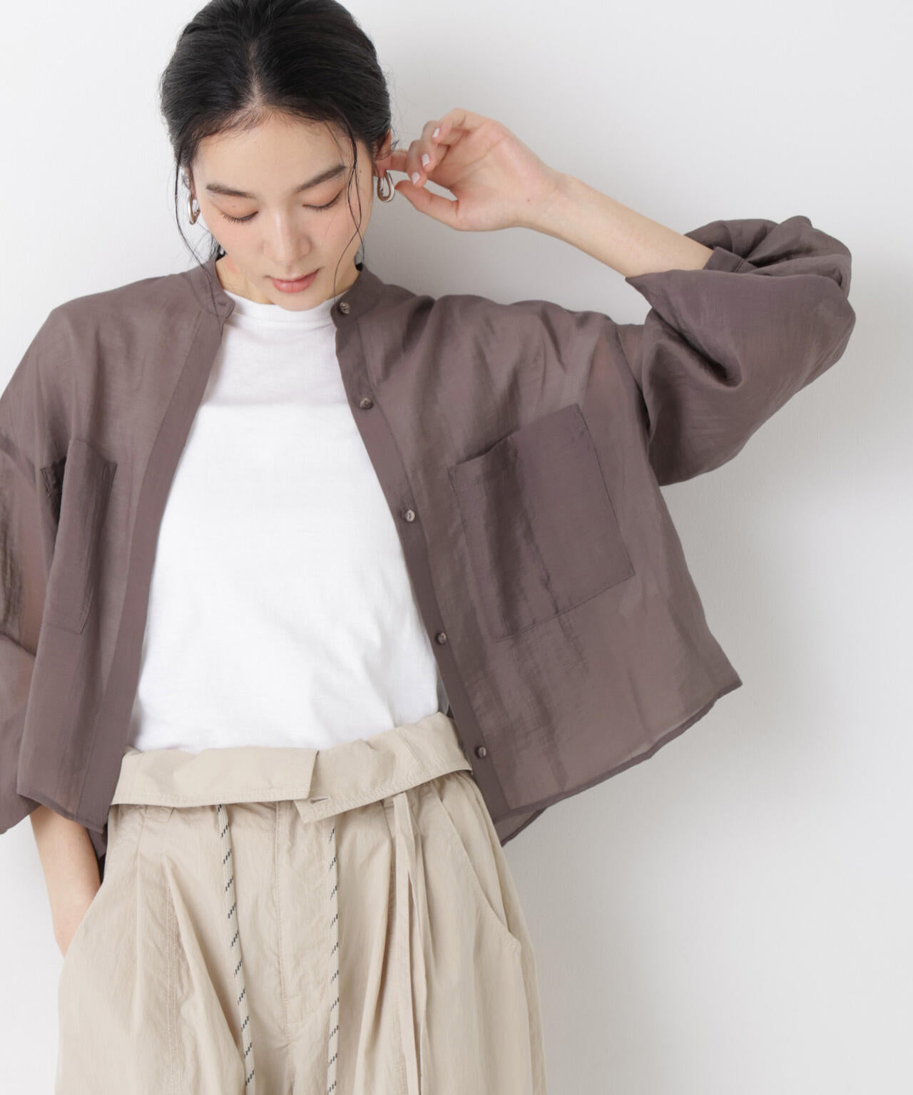 タックスリーブポケットシアーショートシャツ