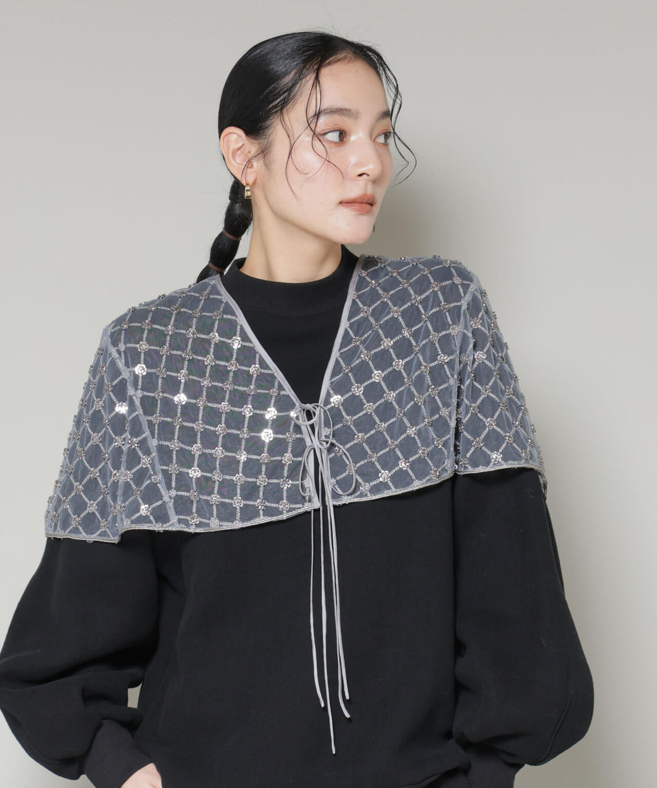 スパンコール ビーズ 刺繍 ボレロ ストール