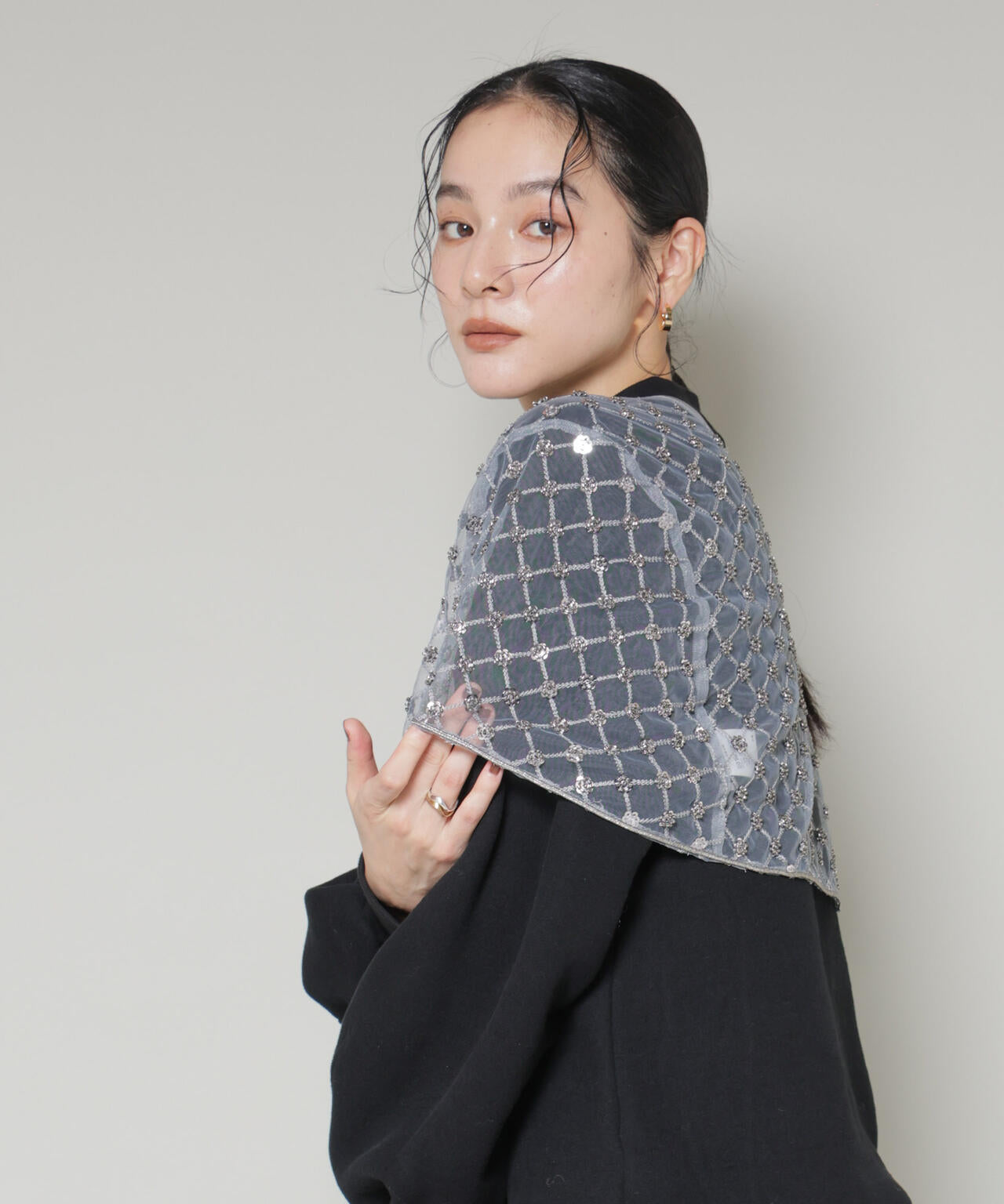 スパンコールビーズ刺繍ボレロストール 6696121300