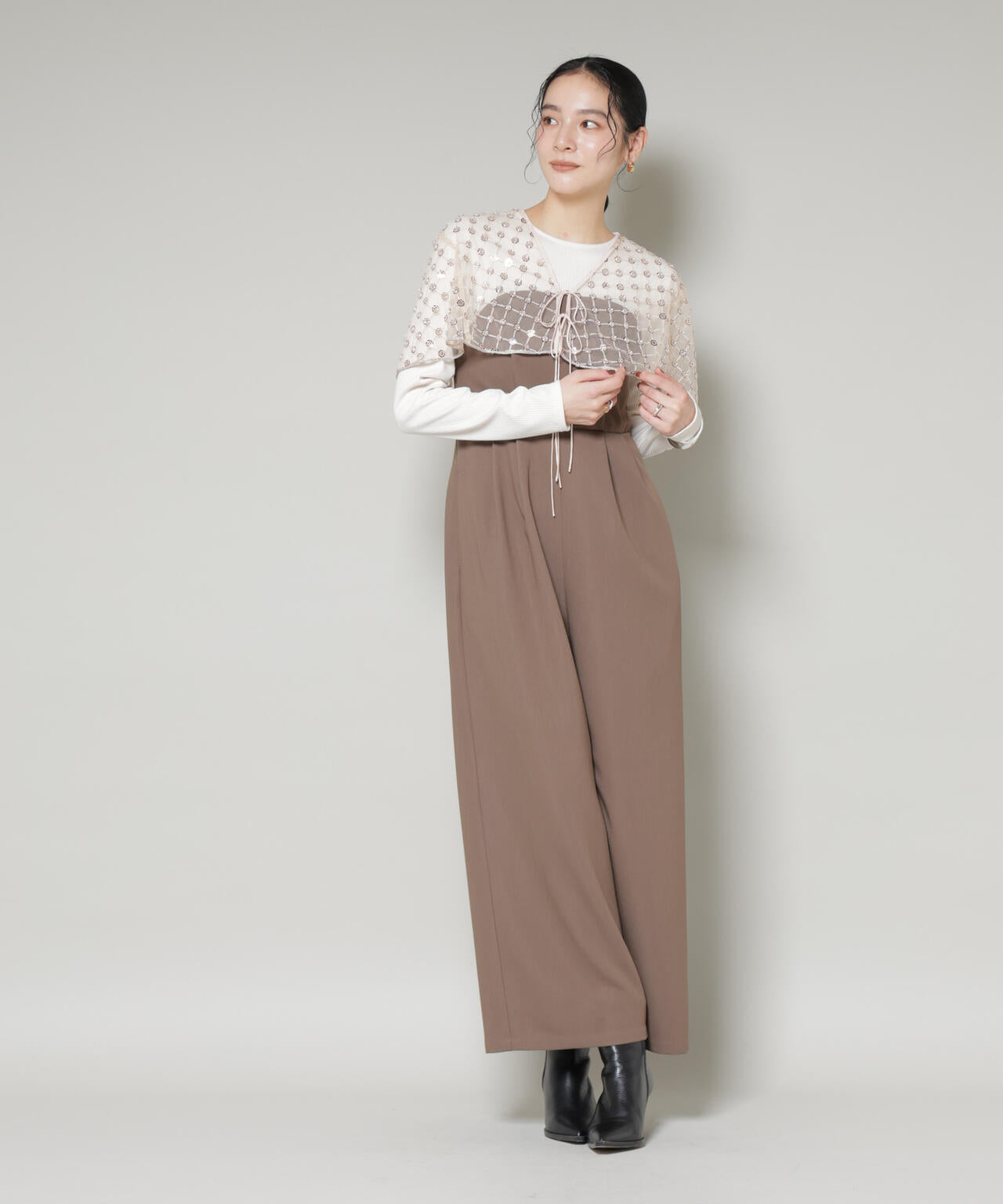 スパンコールビーズ刺繍ボレロストール 6696121300