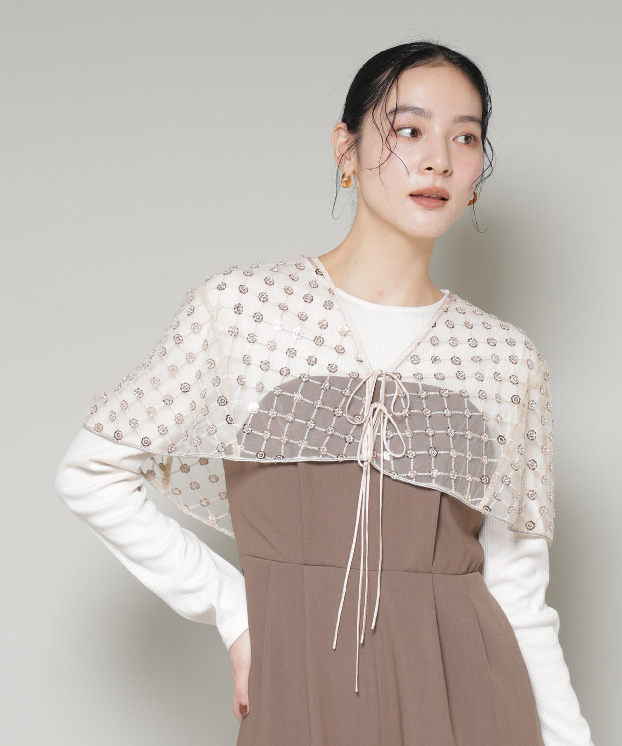 スパンコールビーズ刺繍ボレロストール 6696121300