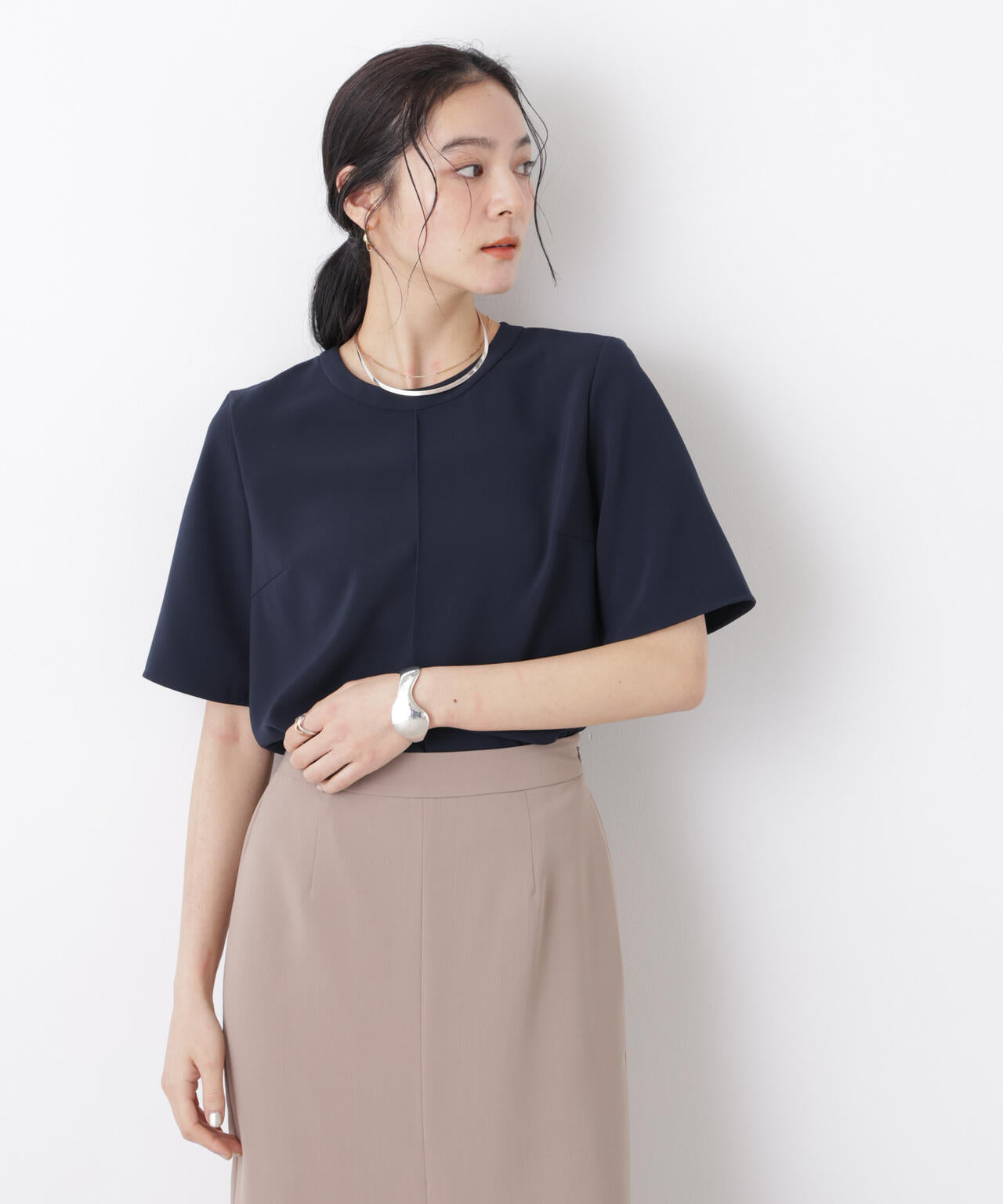 DressT/クルーネックハーフスリーブブラウス 6696121302