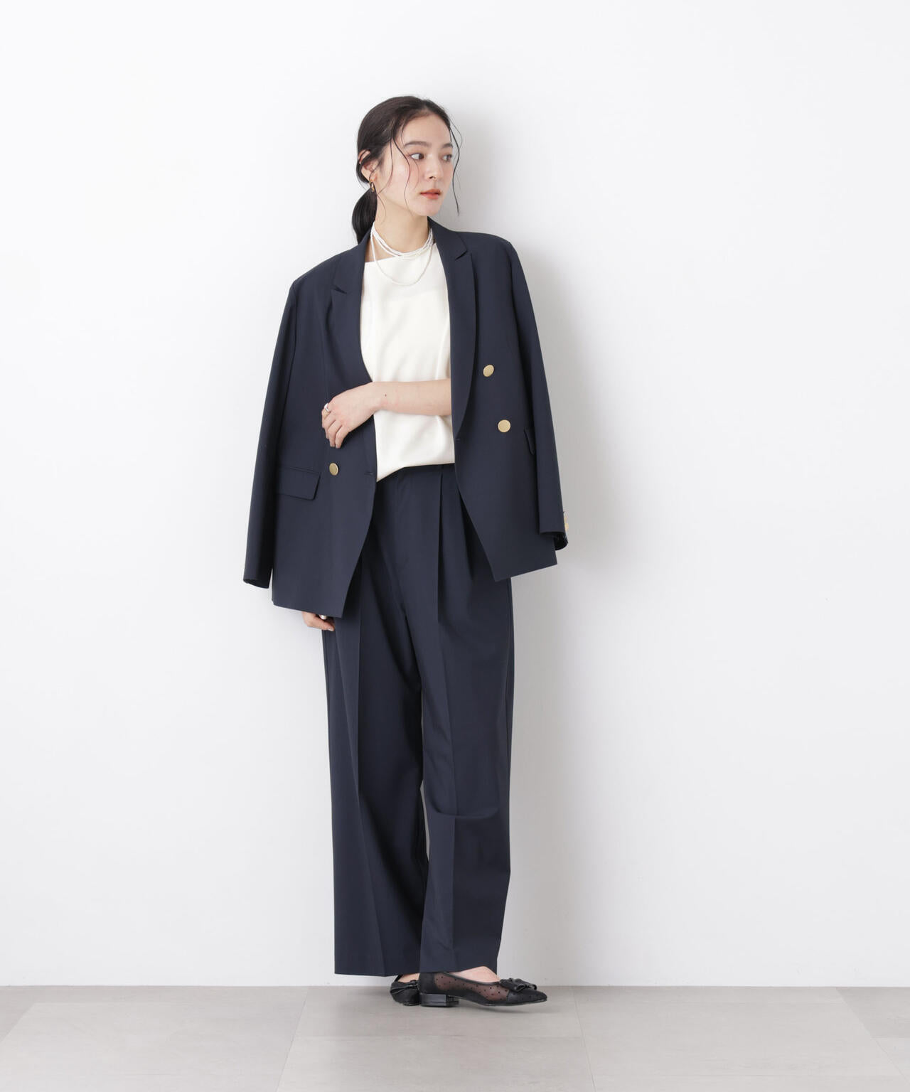 DressT/ボートネックタックコクーンブラウス 6696121304