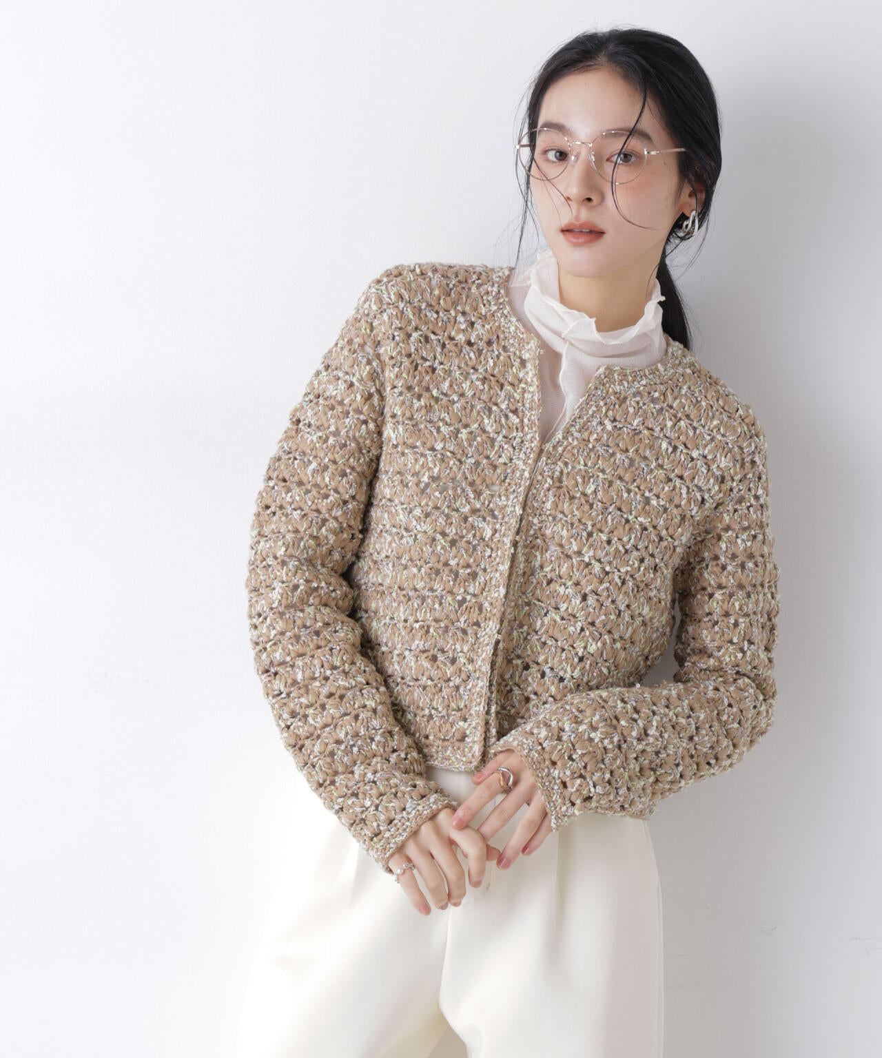 ミックスヤーンクロシェカーディガン 6696122301