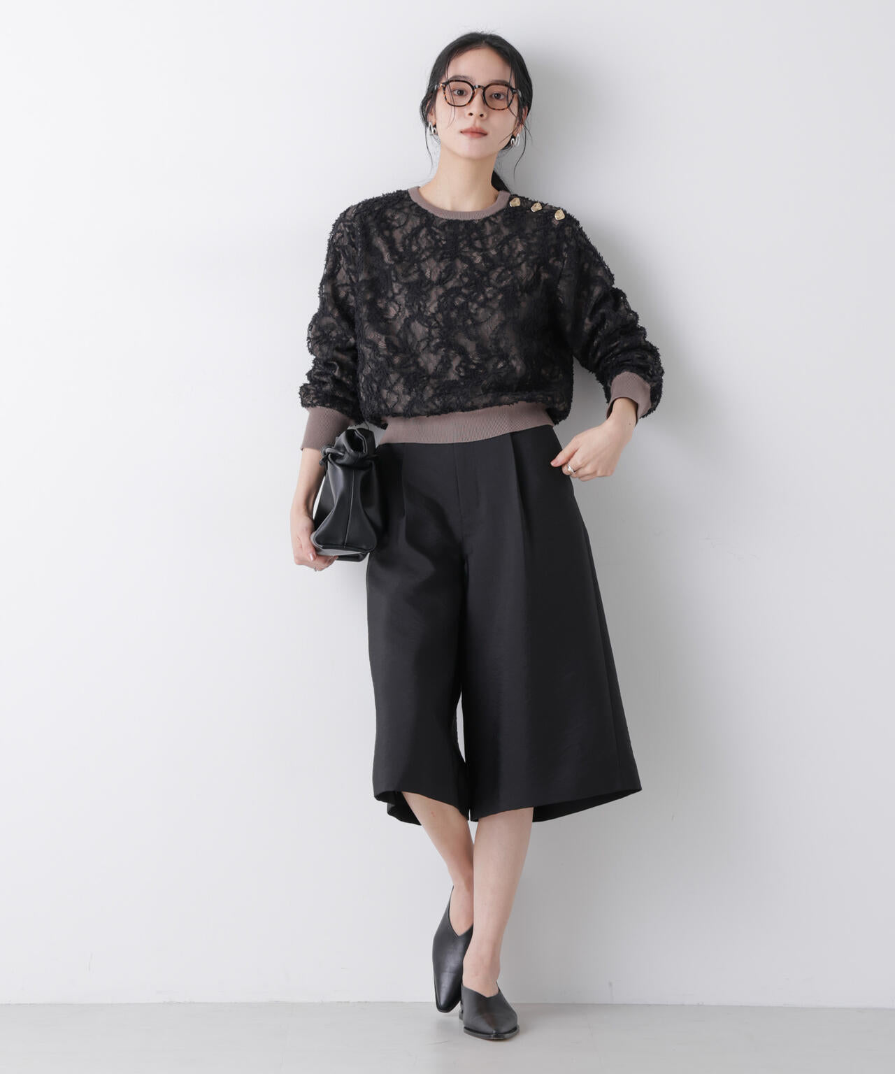 レースレイヤードニットプルオーバー 6696122302