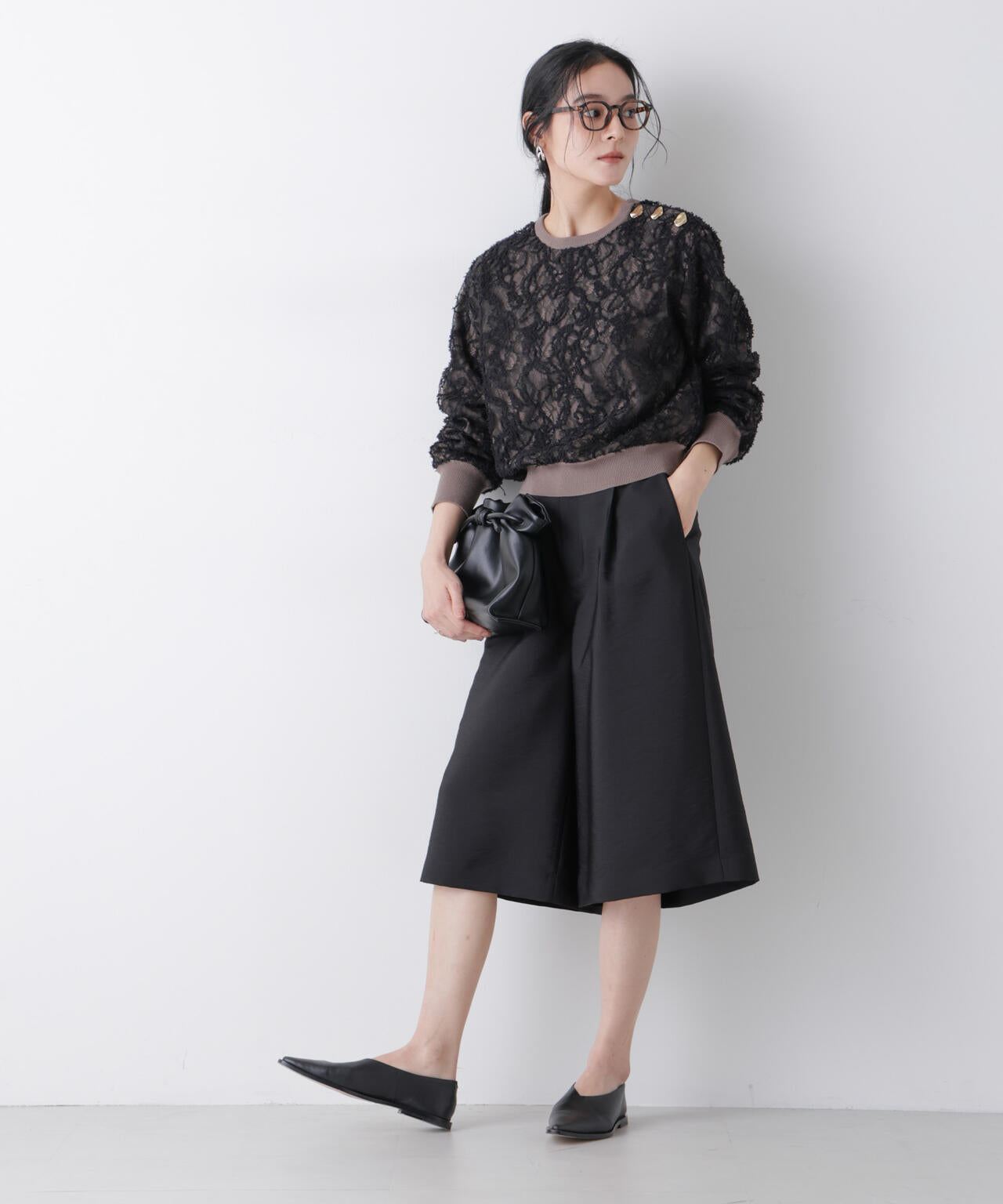 レースレイヤードニットプルオーバー 6696122302