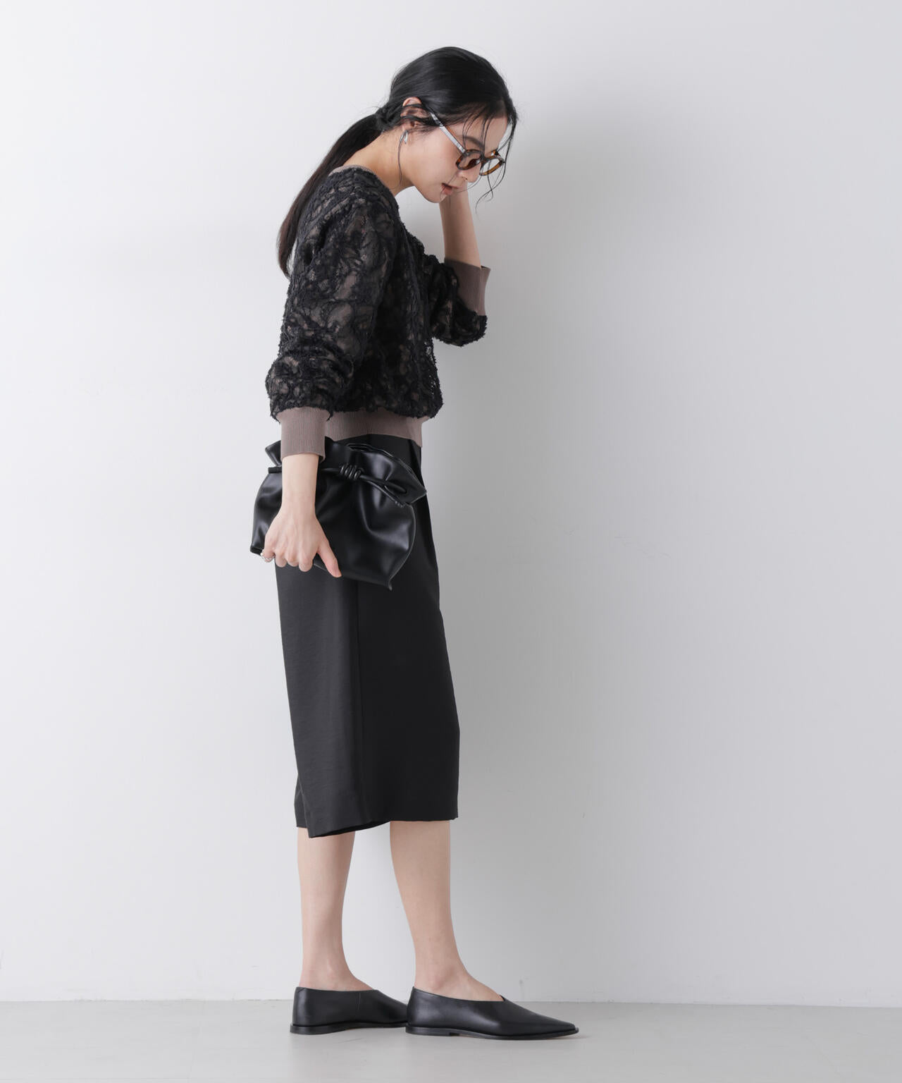 レースレイヤードニットプルオーバー 6696122302