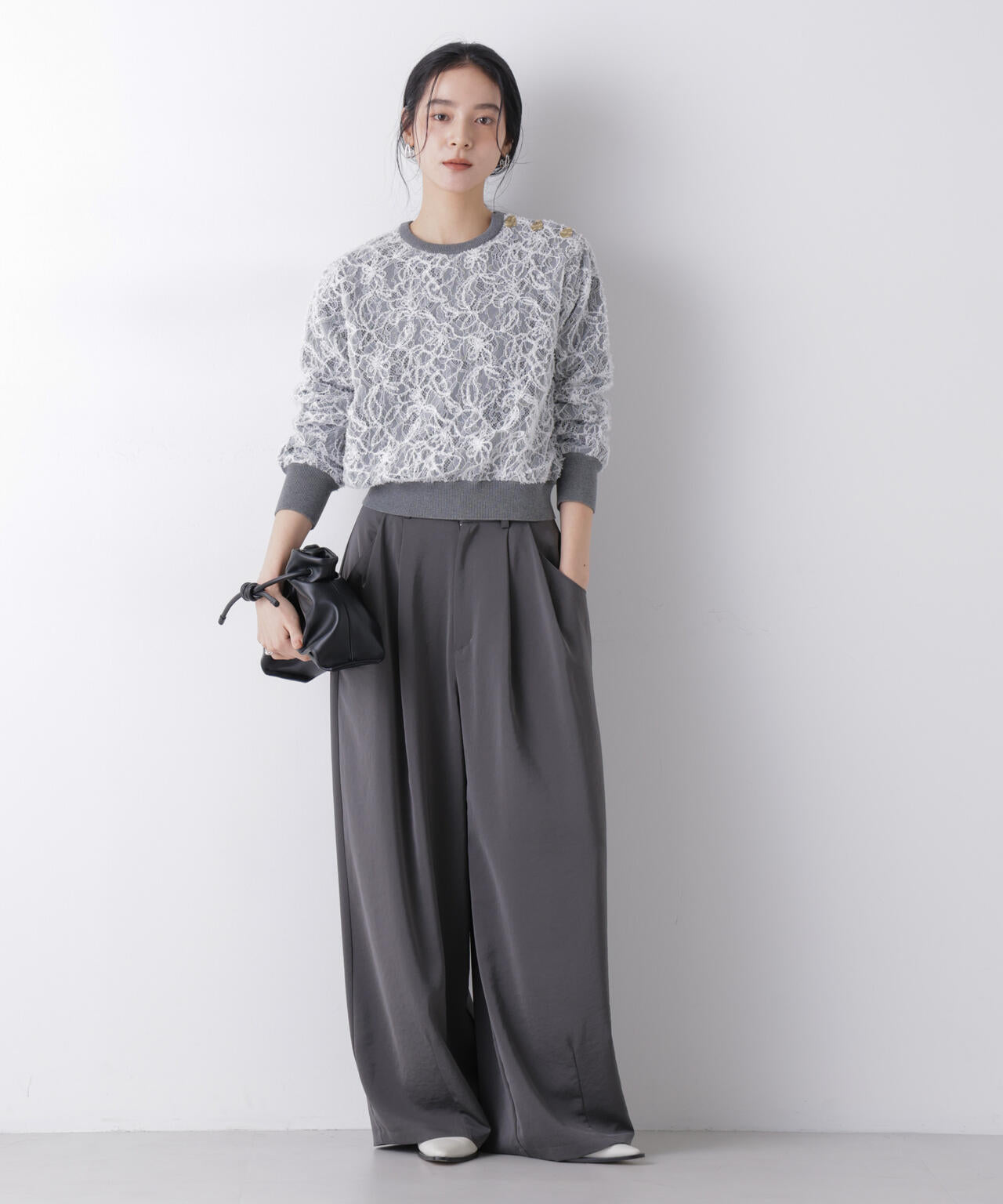 レースレイヤードニットプルオーバー 6696122302