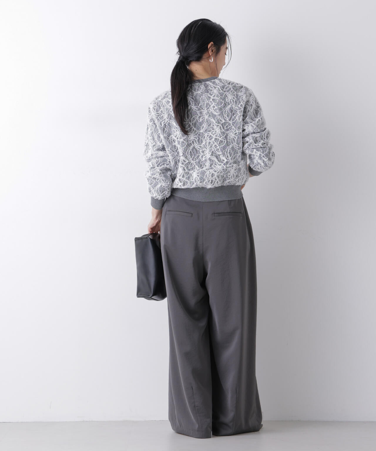 レースレイヤードニットプルオーバー 6696122302