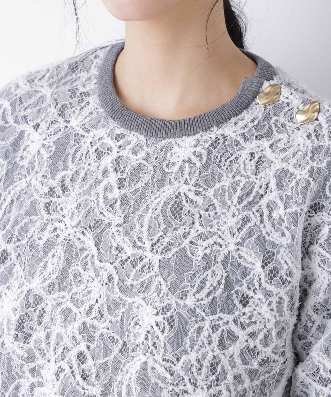 レースレイヤードニットプルオーバー 6696122302