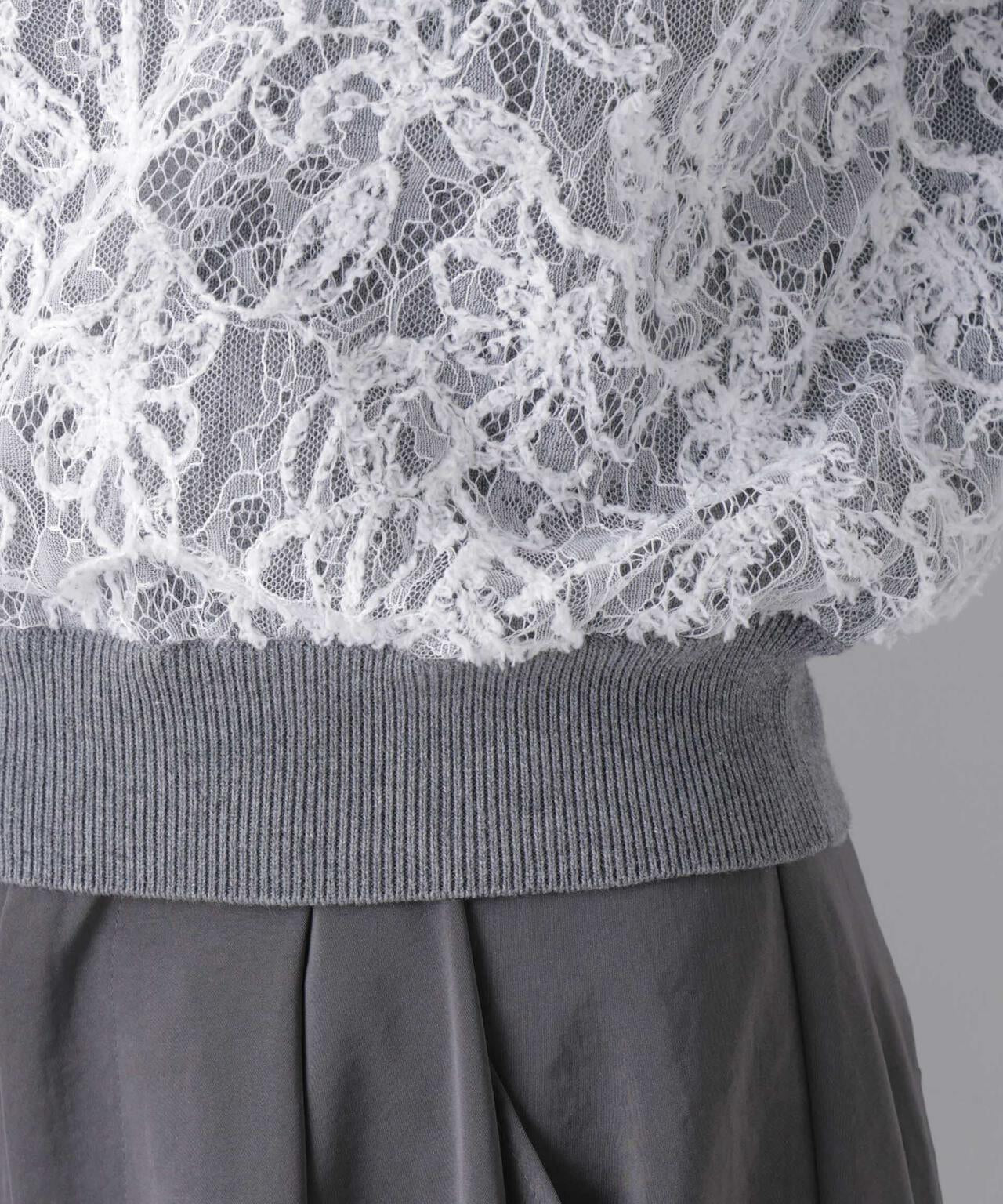 レースレイヤードニットプルオーバー 6696122302