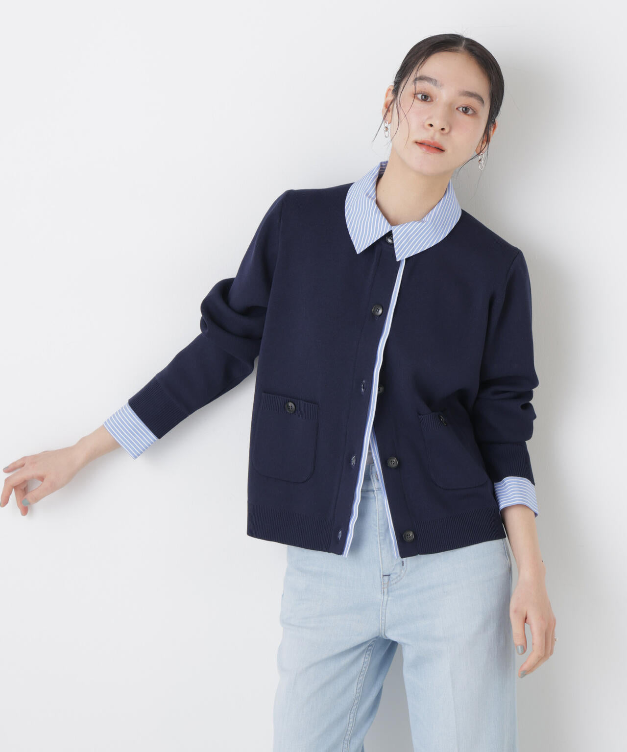 シャツドッキング ニットカーディガン