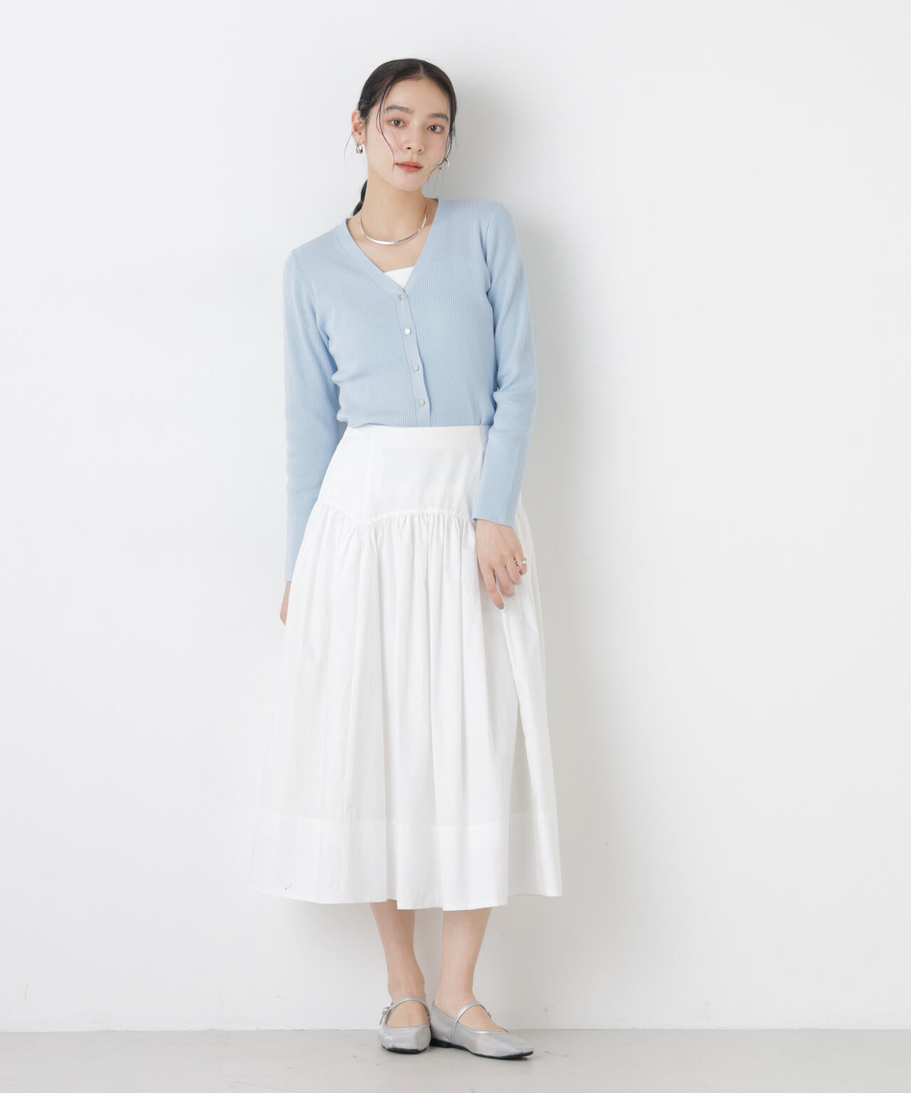 ウォッシャブルハイツイストVネックリブカーディガン 6696122308