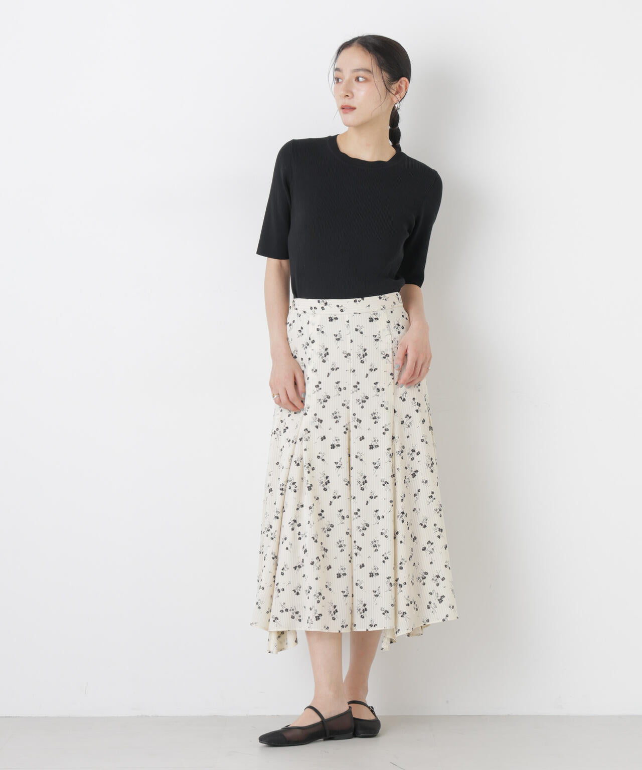 ウォッシャブルハイツイスト五分袖リブニット 6696122309