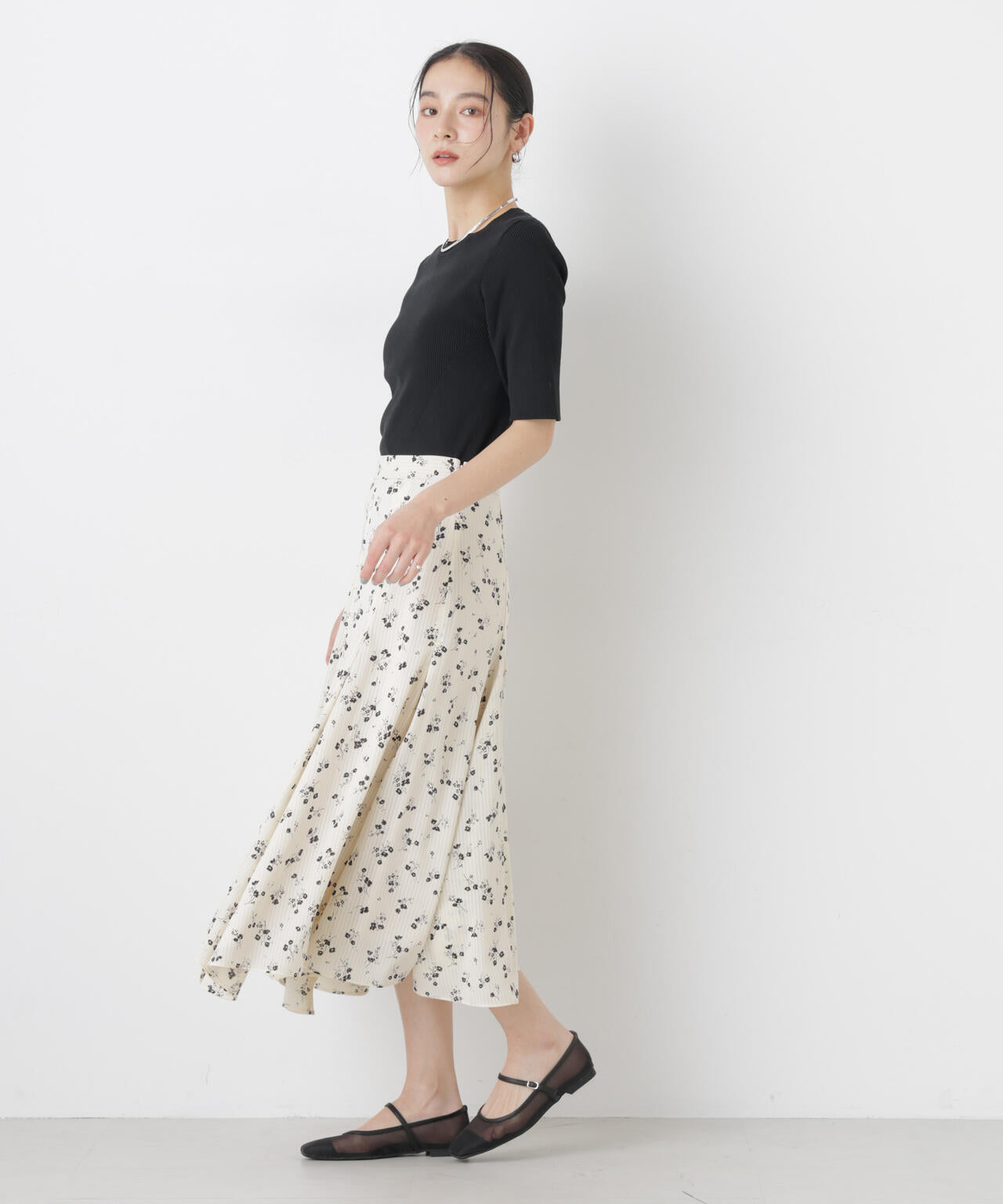 ウォッシャブルハイツイスト五分袖リブニット 6696122309