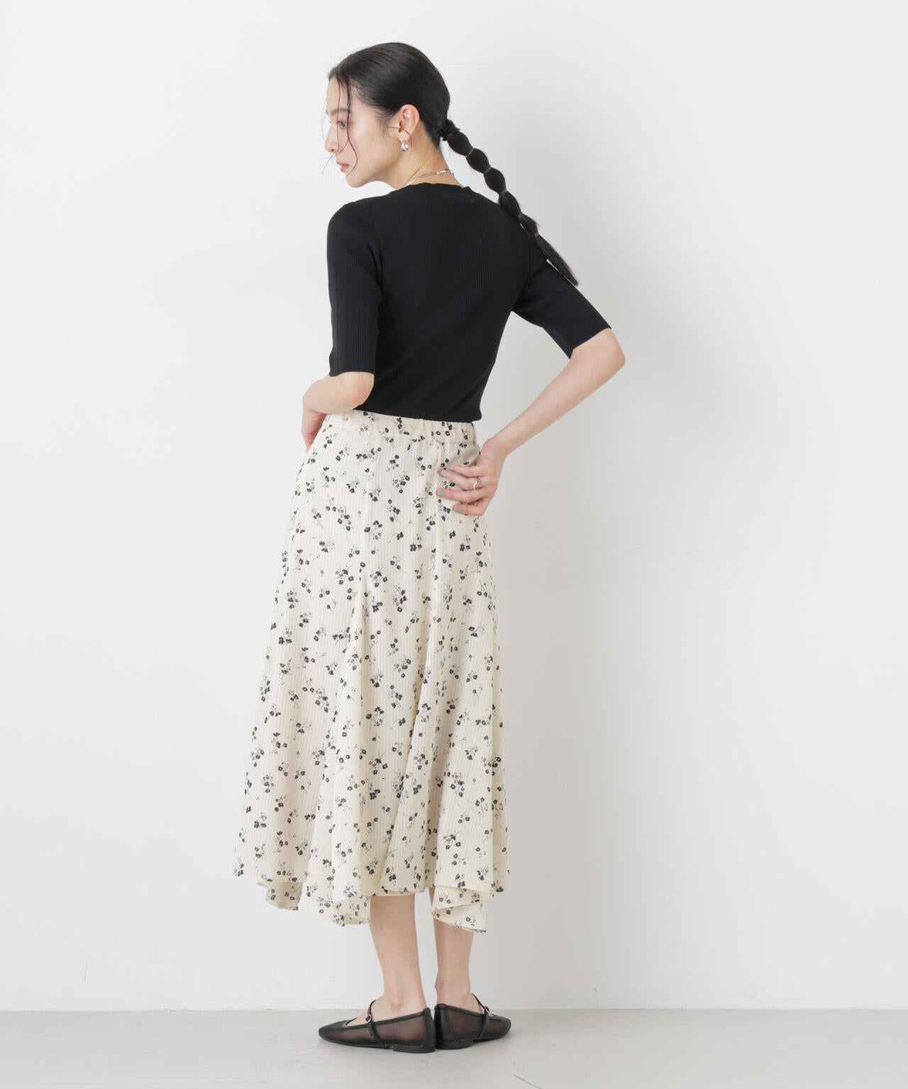 ウォッシャブルハイツイスト五分袖リブニット 6696122309