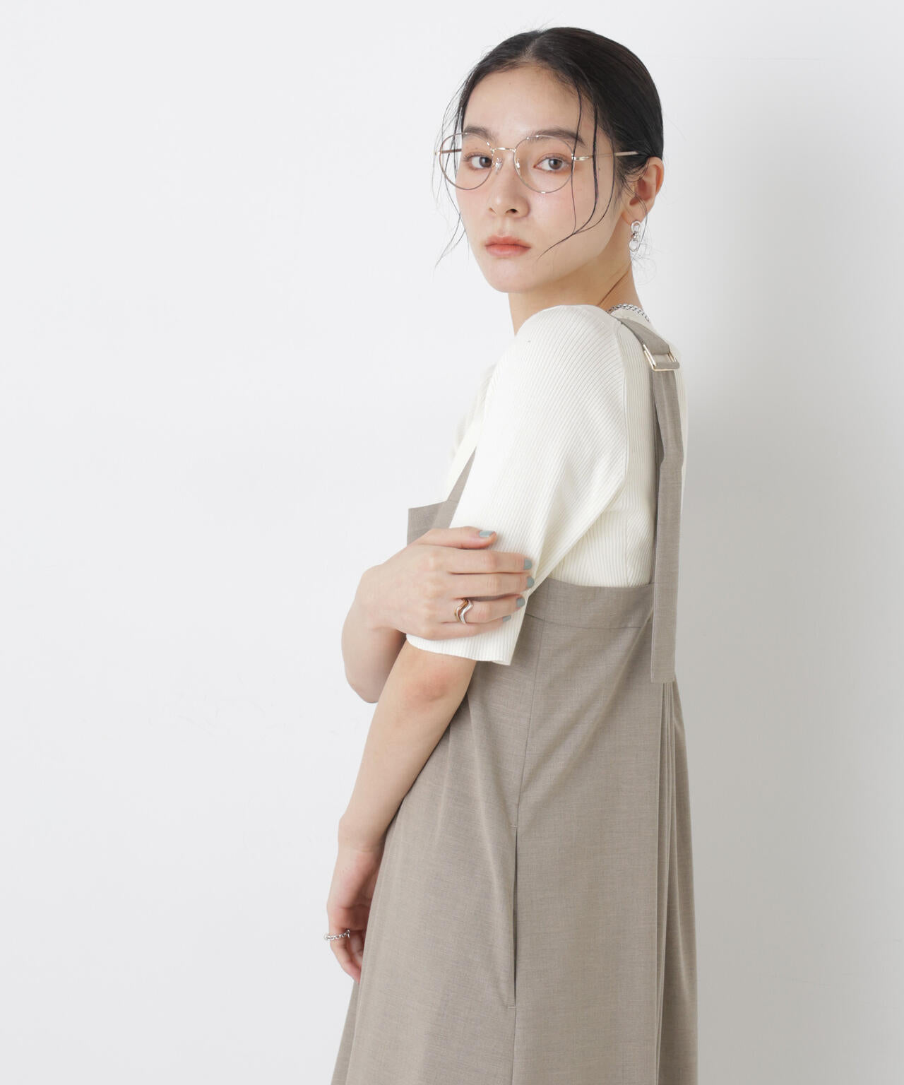 ウォッシャブルハイツイスト五分袖リブニット 6696122309