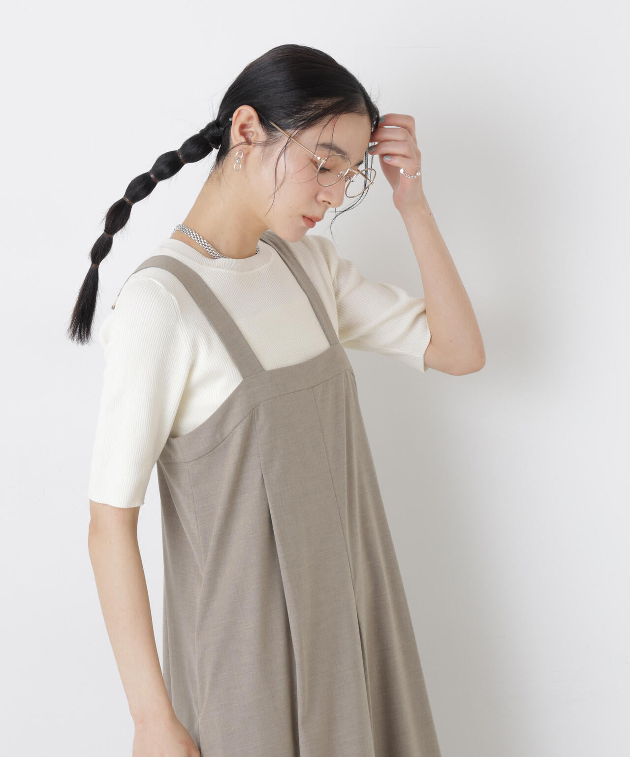 ウォッシャブルハイツイスト五分袖リブニット 6696122309