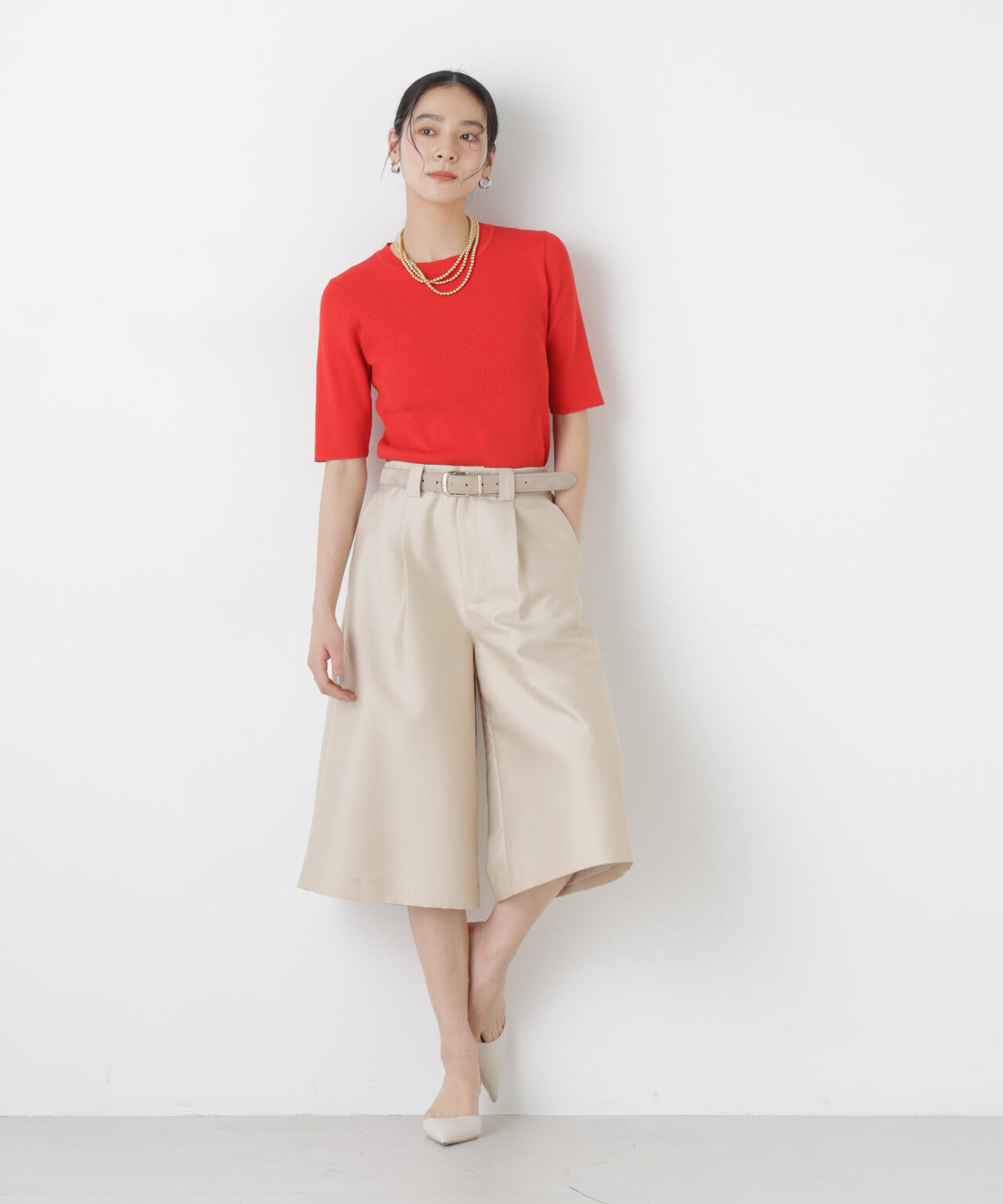 ウォッシャブルハイツイスト五分袖リブニット 6696122309