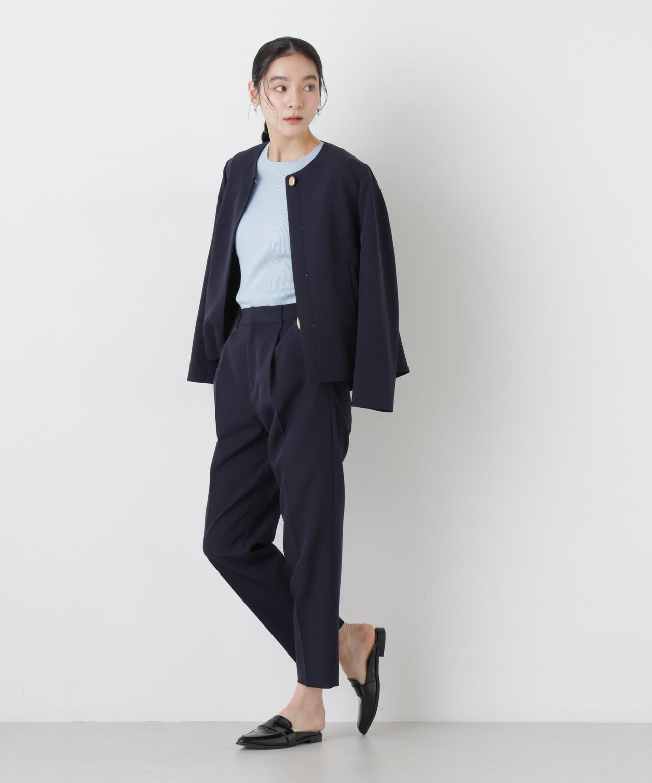 ウォッシャブルハイツイスト五分袖リブニット 6696122309