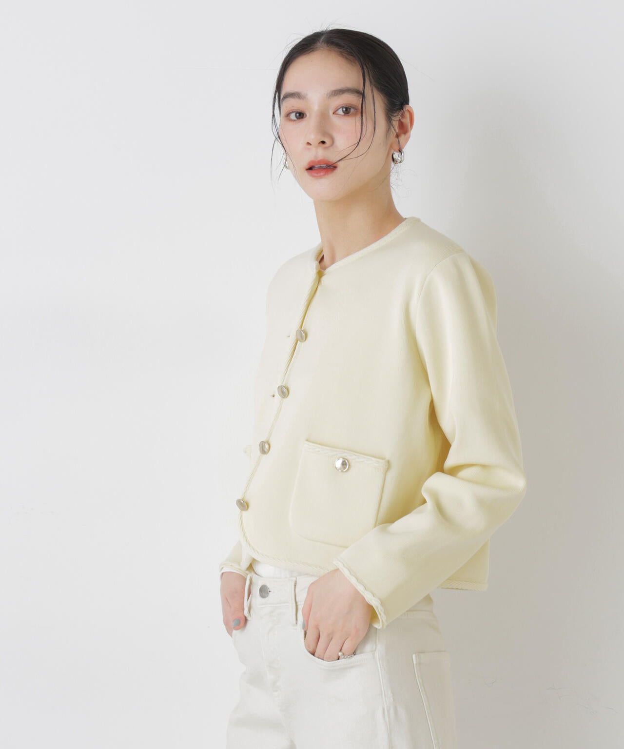 ゴールドボタンニットジャケット 6696122311