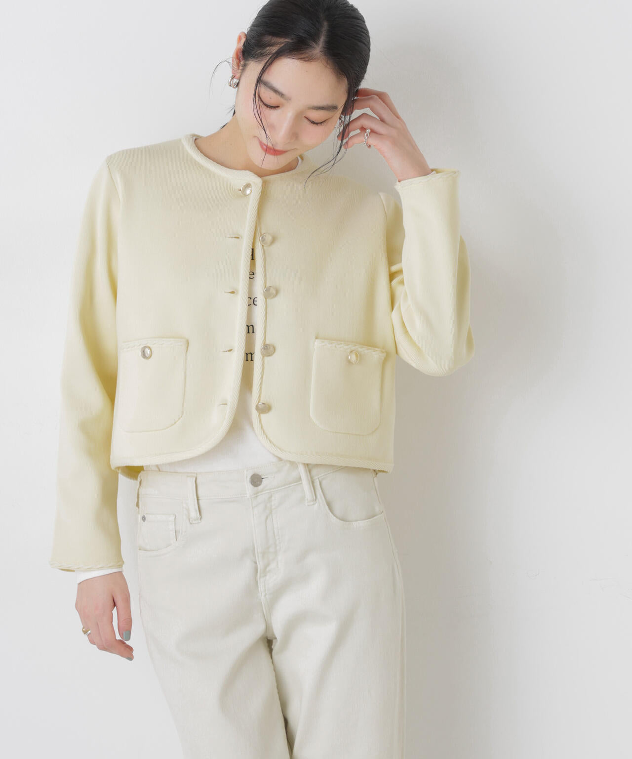 ゴールドボタンニットジャケット 6696122311