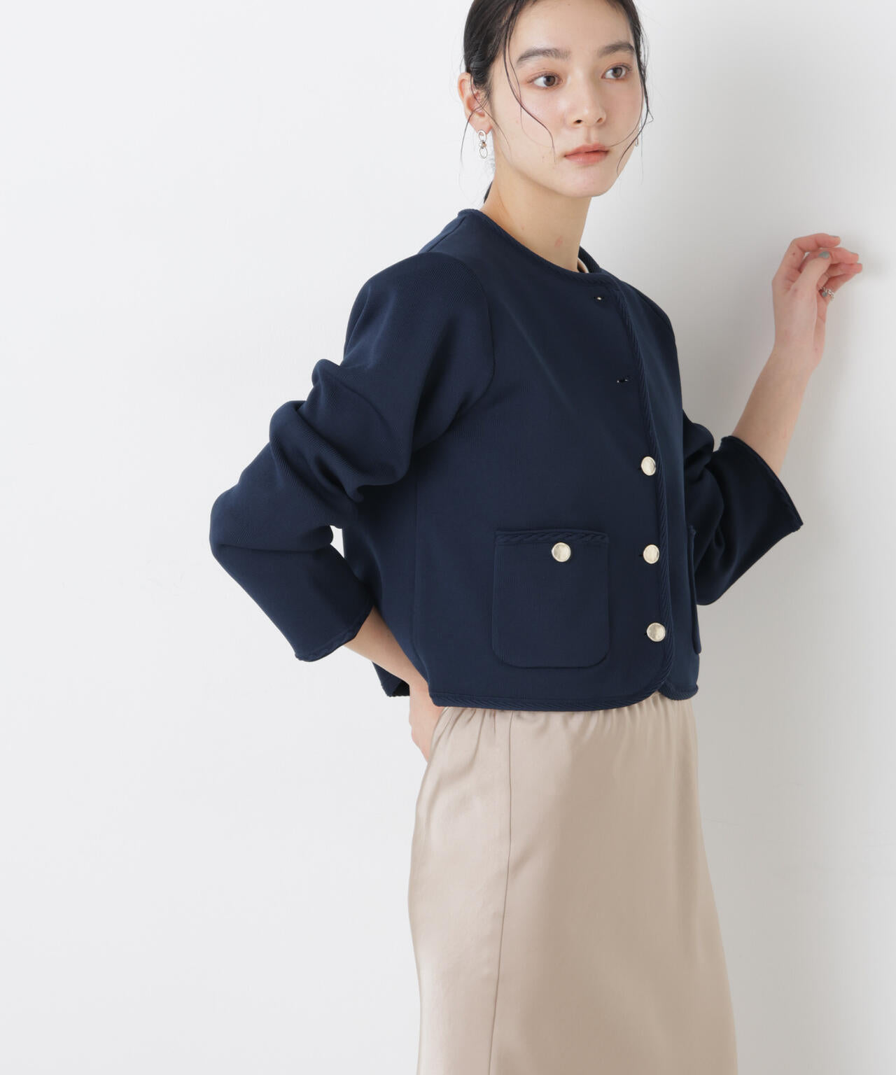 ゴールドボタンニットジャケット 6696122311