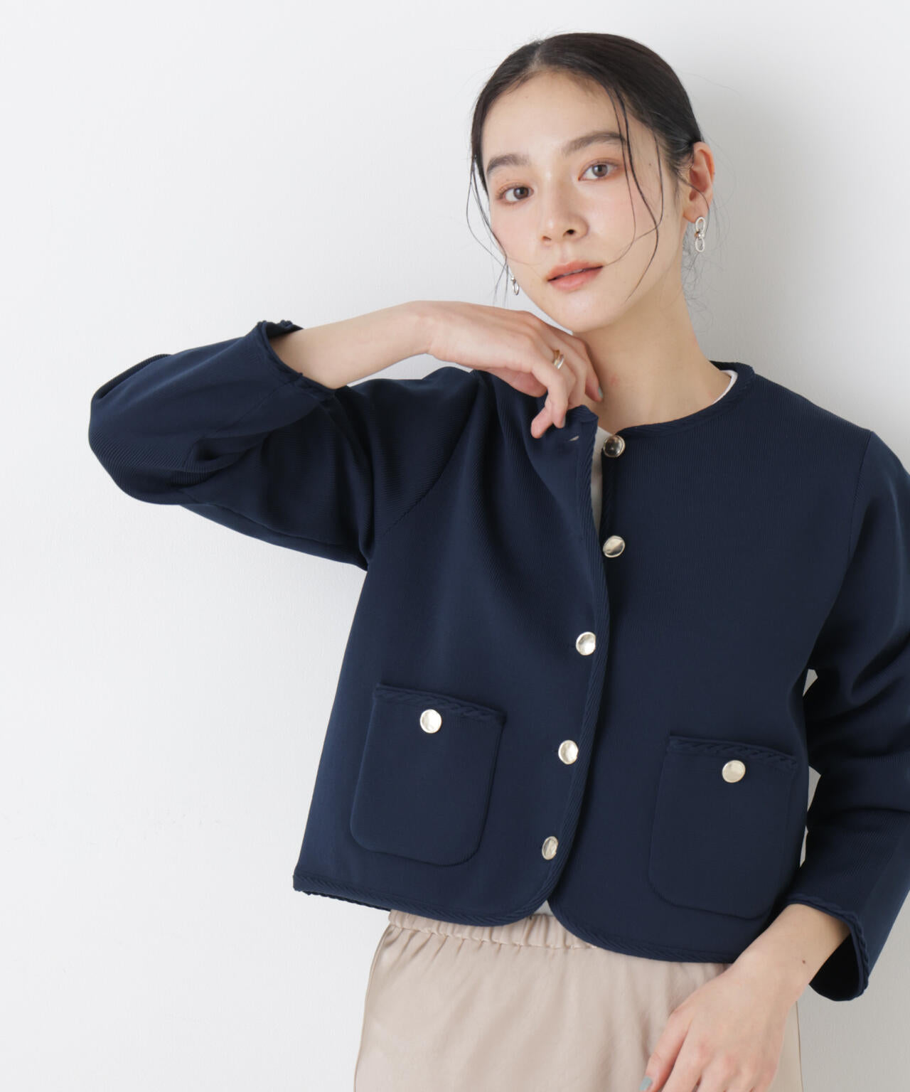 ゴールドボタンニットジャケット 6696122311