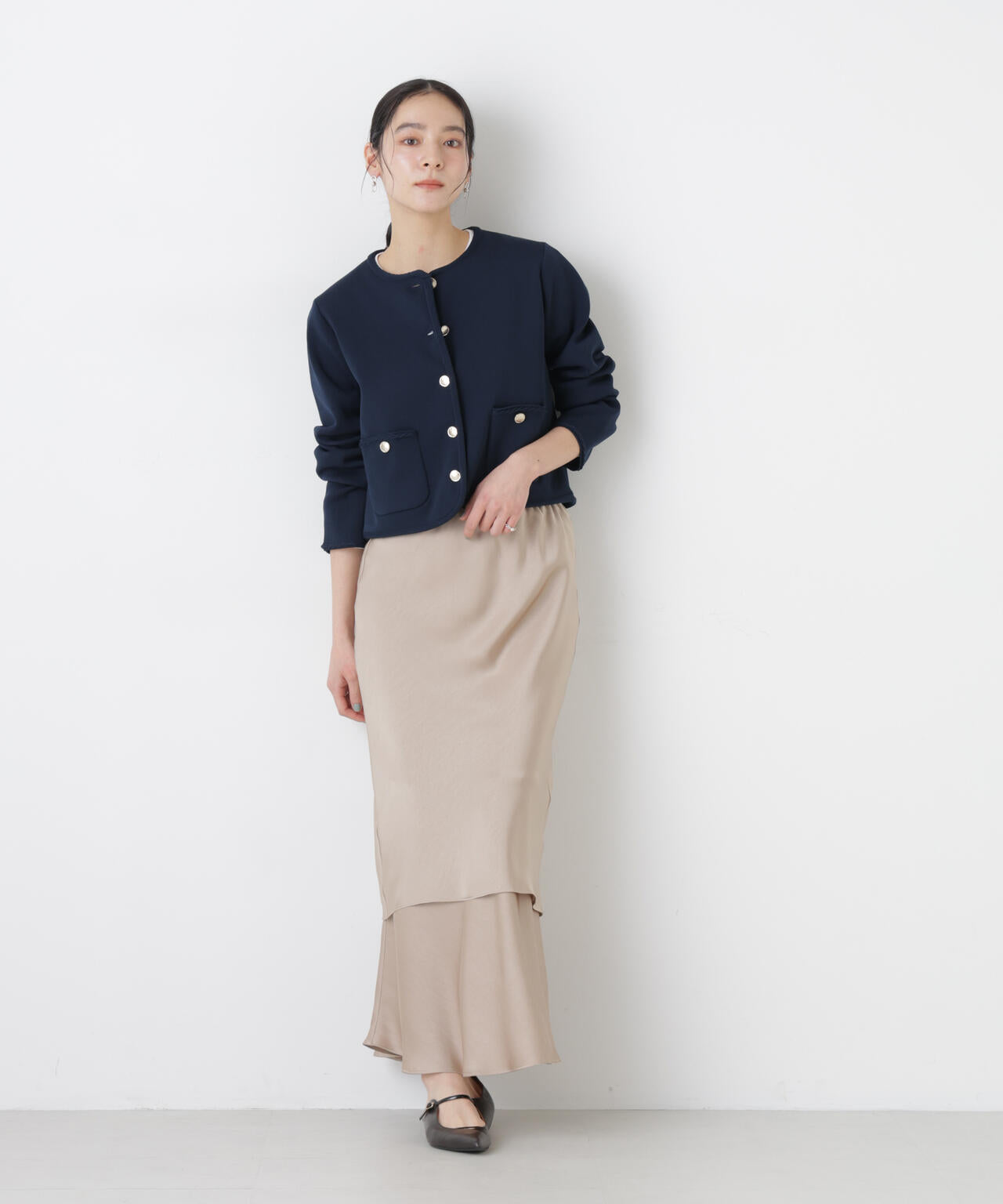 ゴールドボタン ニット ジャケット