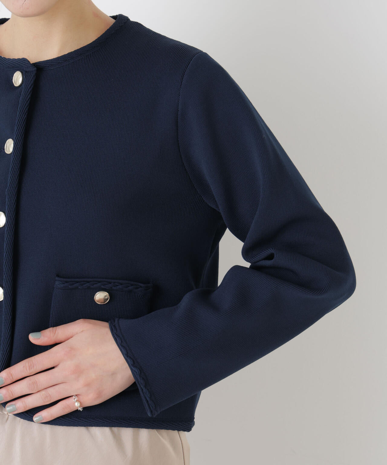 ゴールドボタンニットジャケット 6696122311