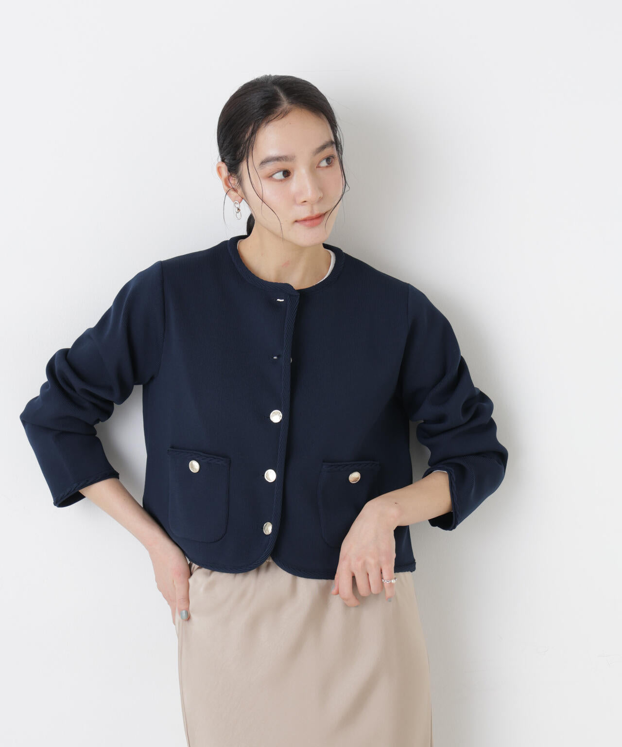 ゴールドボタンニットジャケット 6696122311