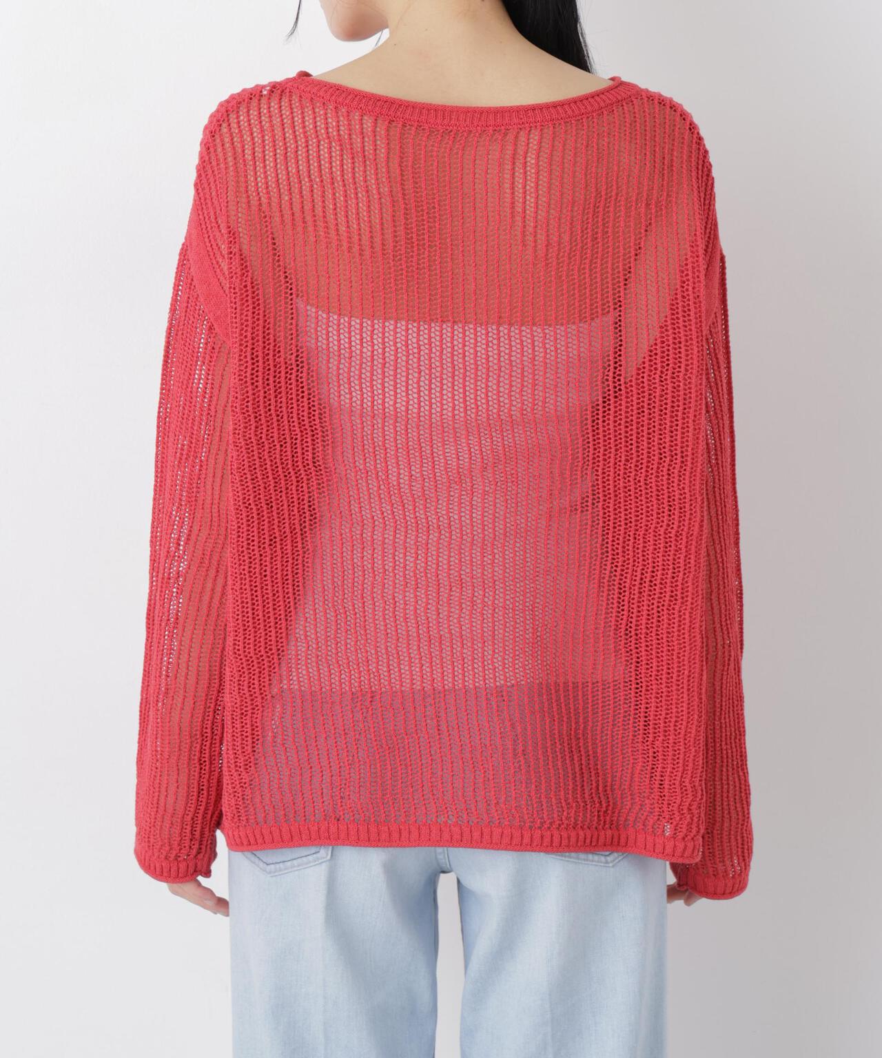 リネン混テープヤーンメッシュワイドニット 6696122312