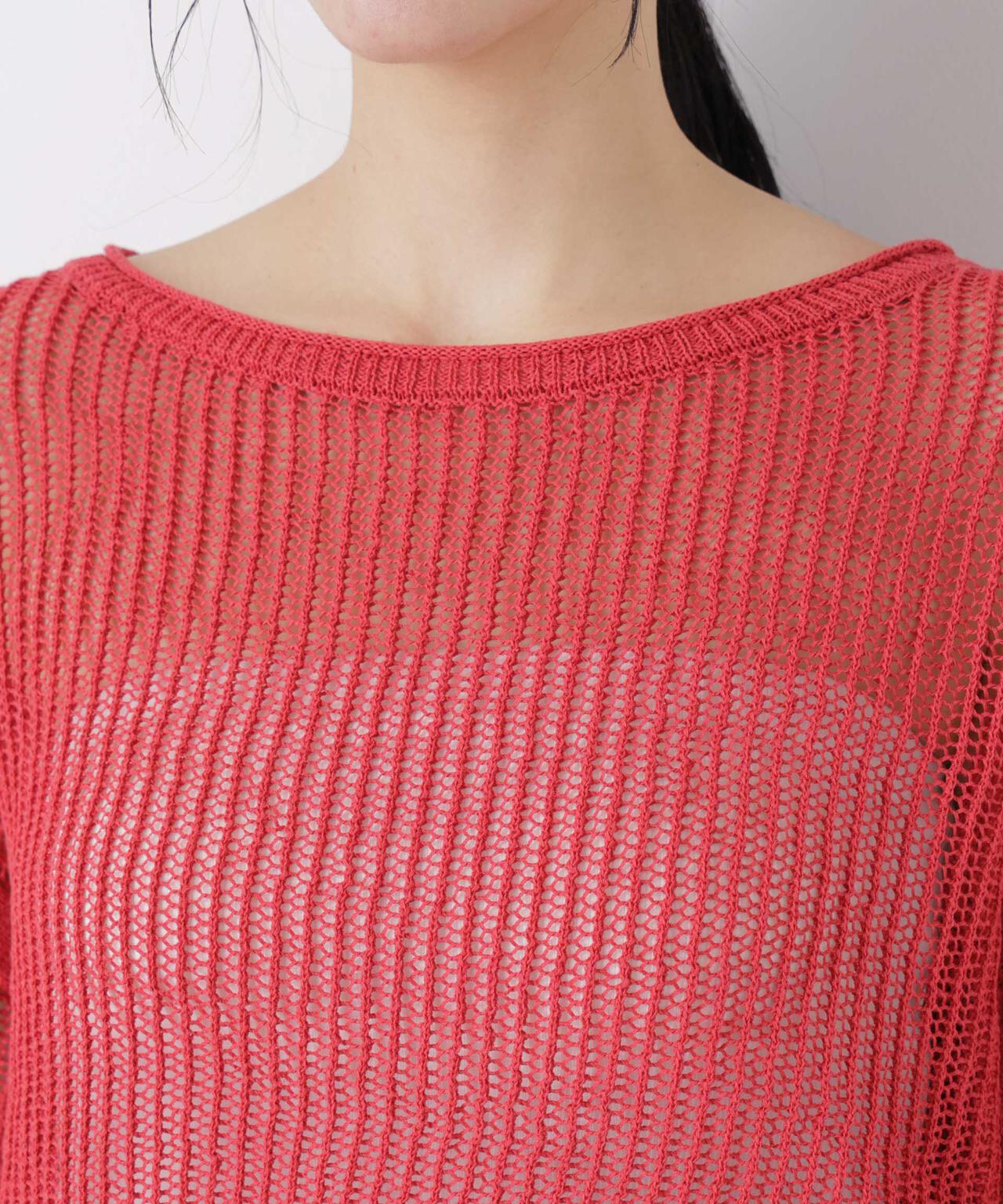 リネン混テープヤーンメッシュワイドニット 6696122312