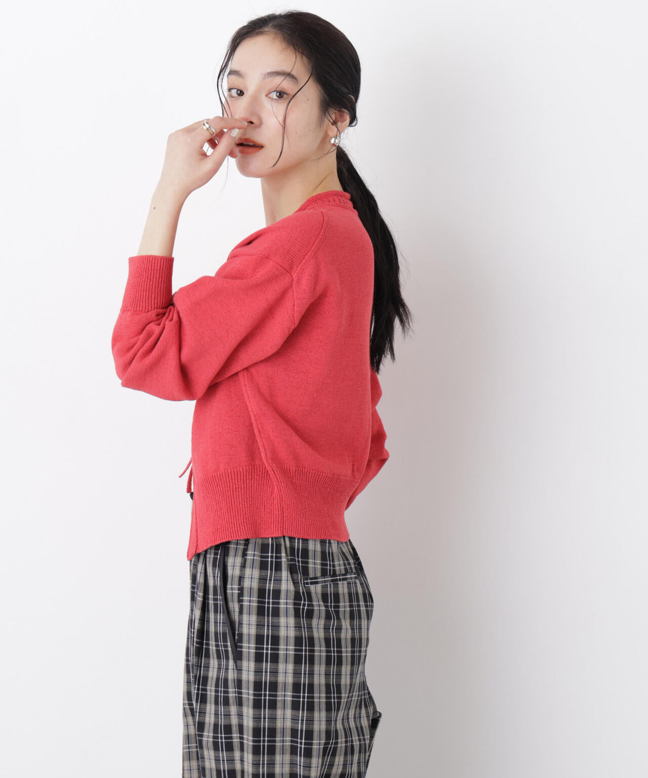 リネン混テープヤーンジップニットカーディガン 6696122313