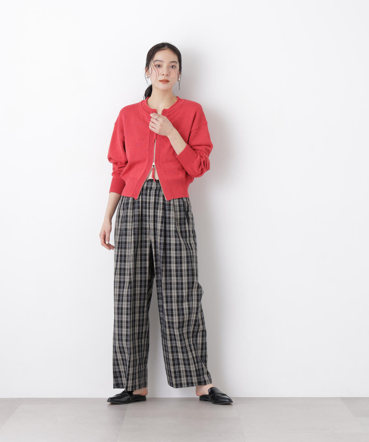 リネン混テープヤーンジップニットカーディガン 6696122313