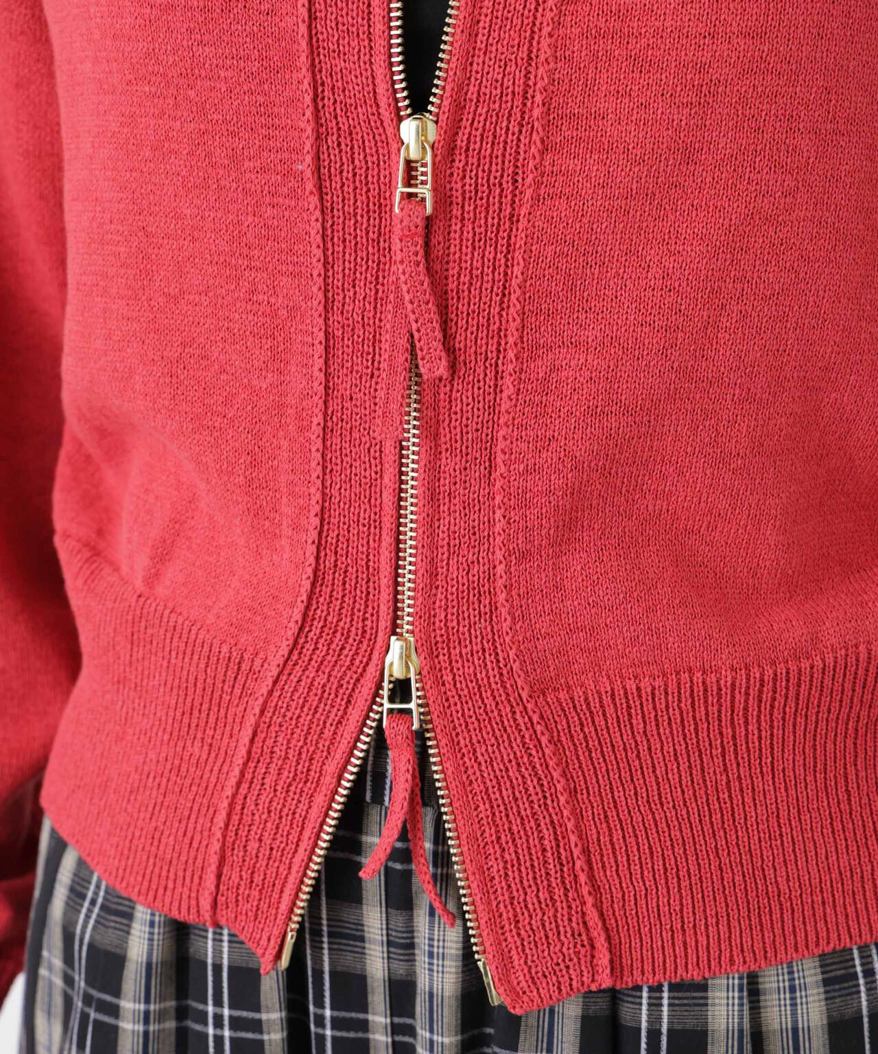 リネン混テープヤーンジップニットカーディガン 6696122313