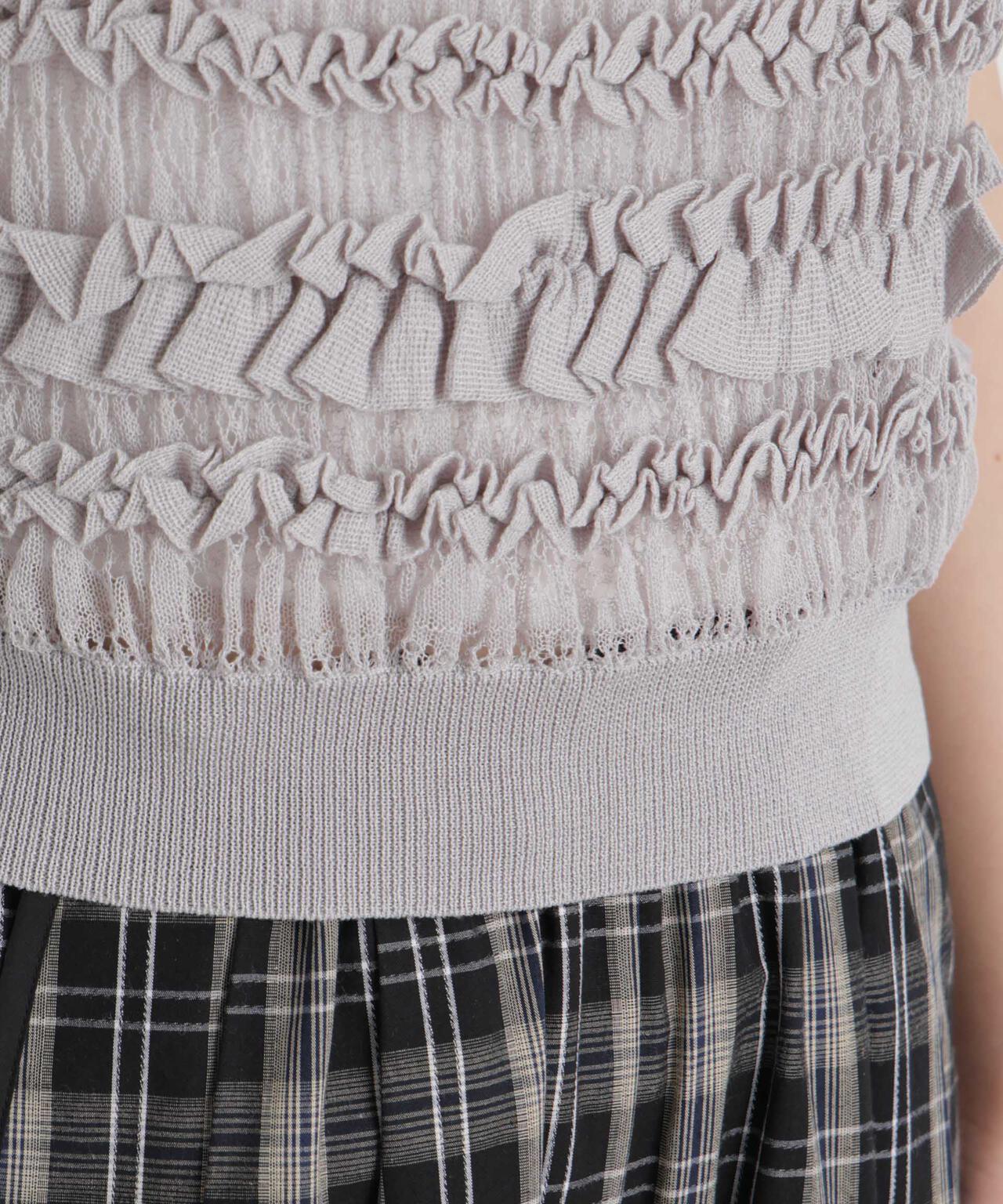 フリルシャーリングコンパクトニット 6696122316