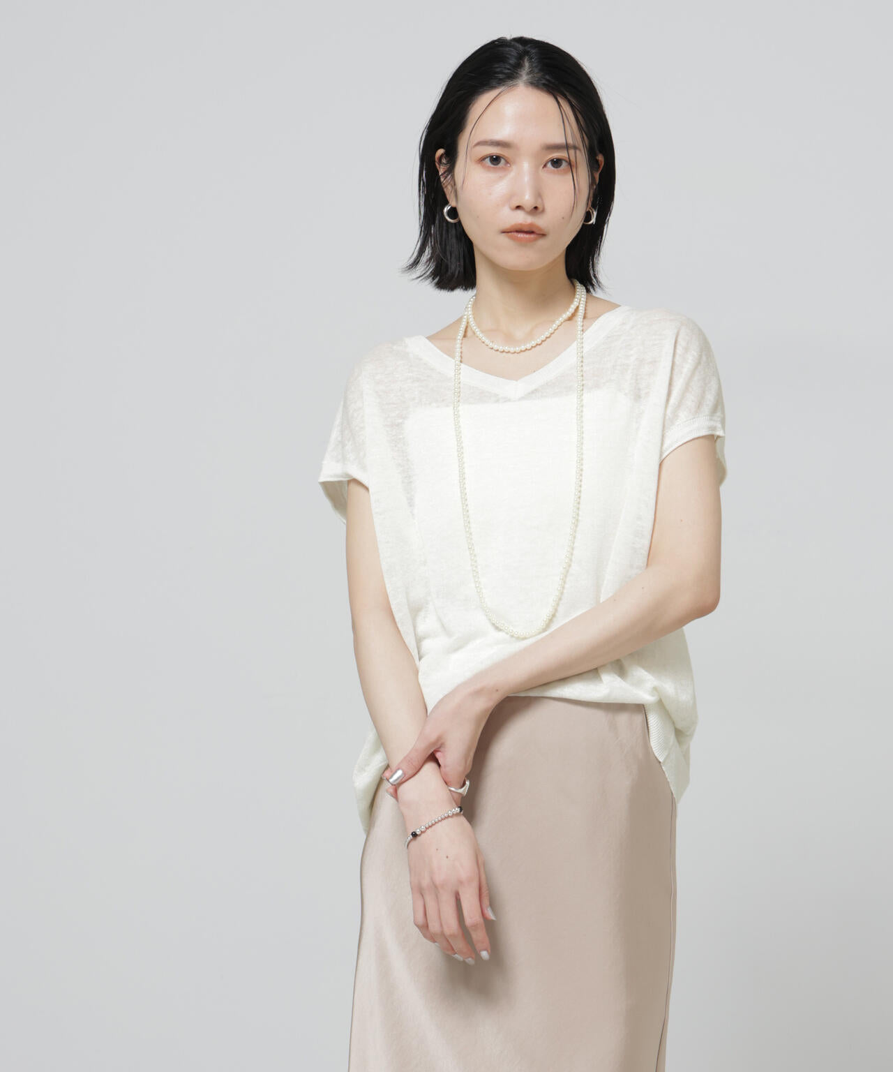 European Flax 2way フレンチスリーブ ニット
