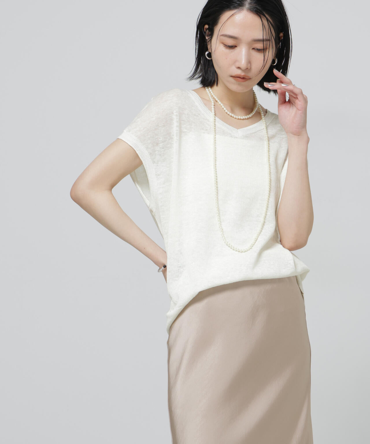 European Flax 2wayフレンチスリーブニット 6696122318