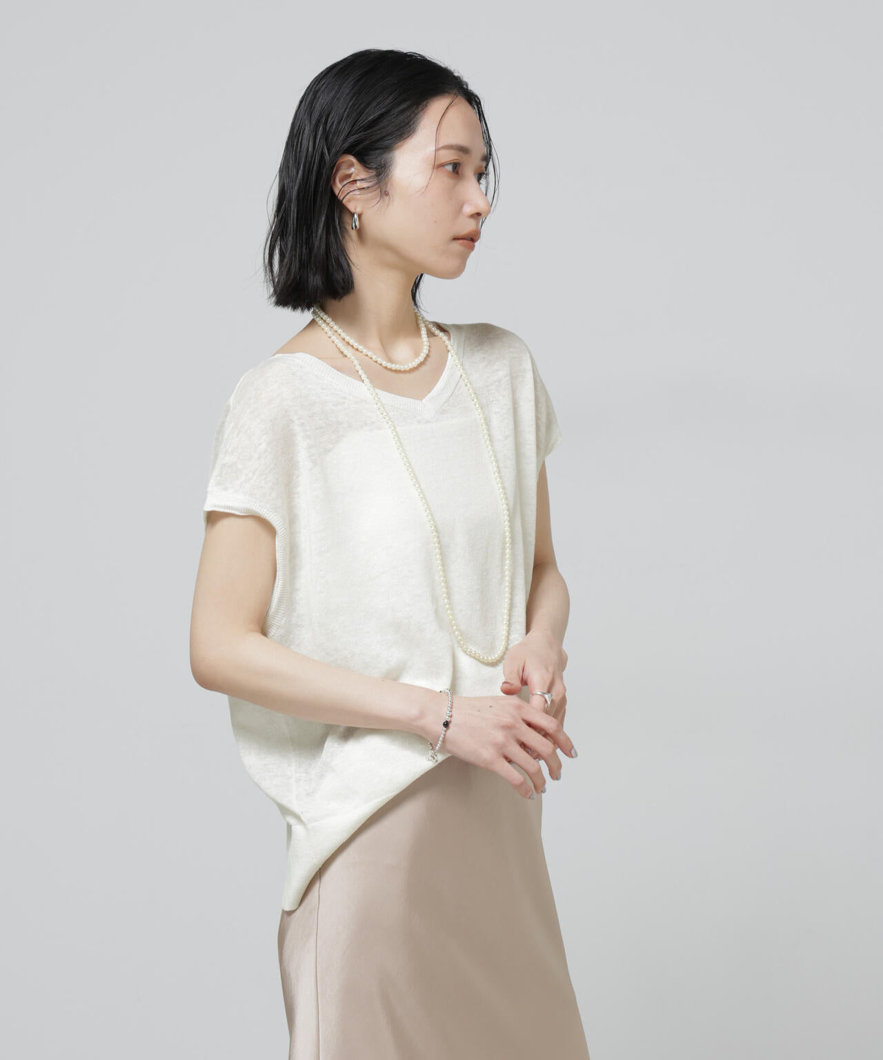 European Flax 2way フレンチスリーブ ニット