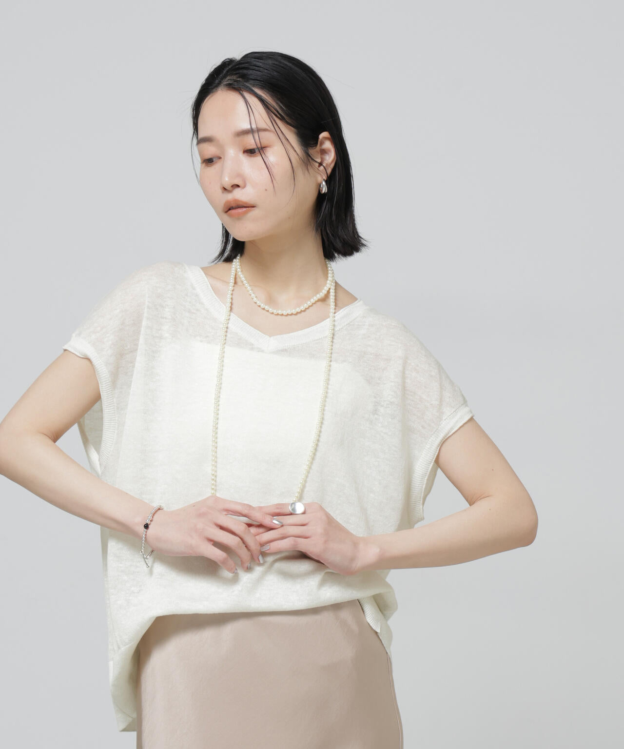 European Flax 2wayフレンチスリーブニット