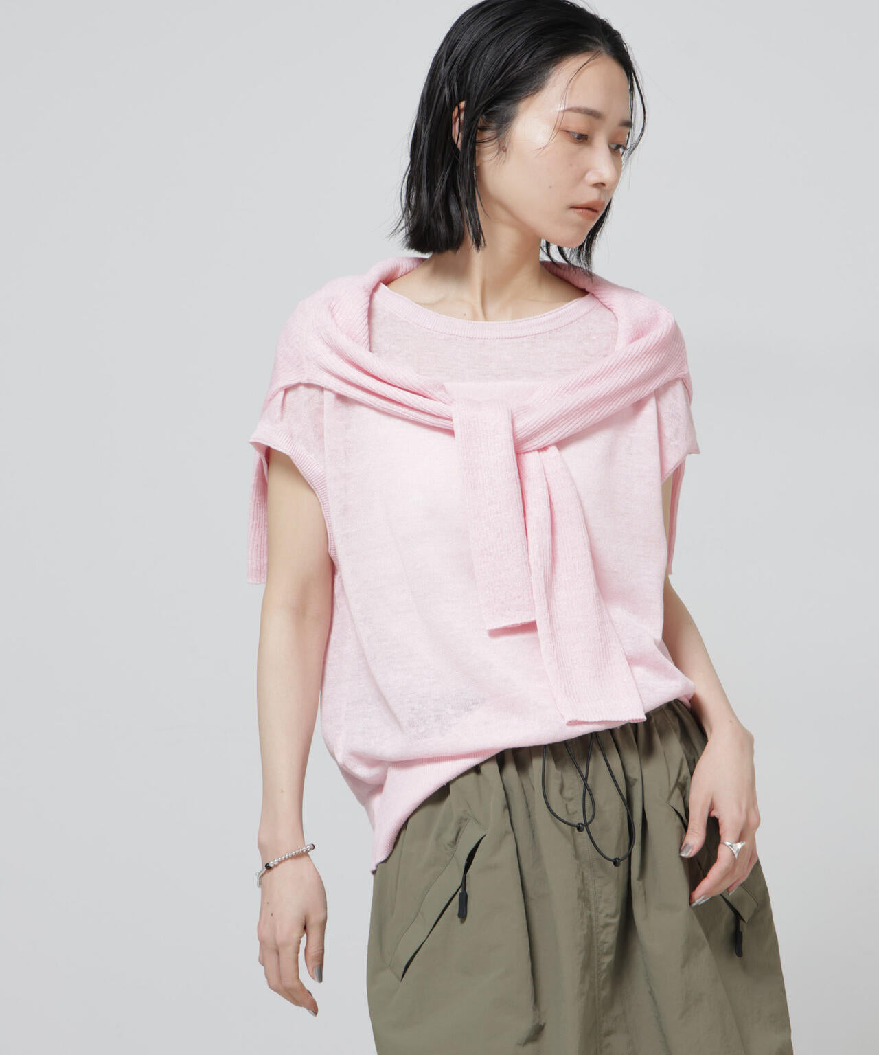 European Flax 2way フレンチスリーブ ニット