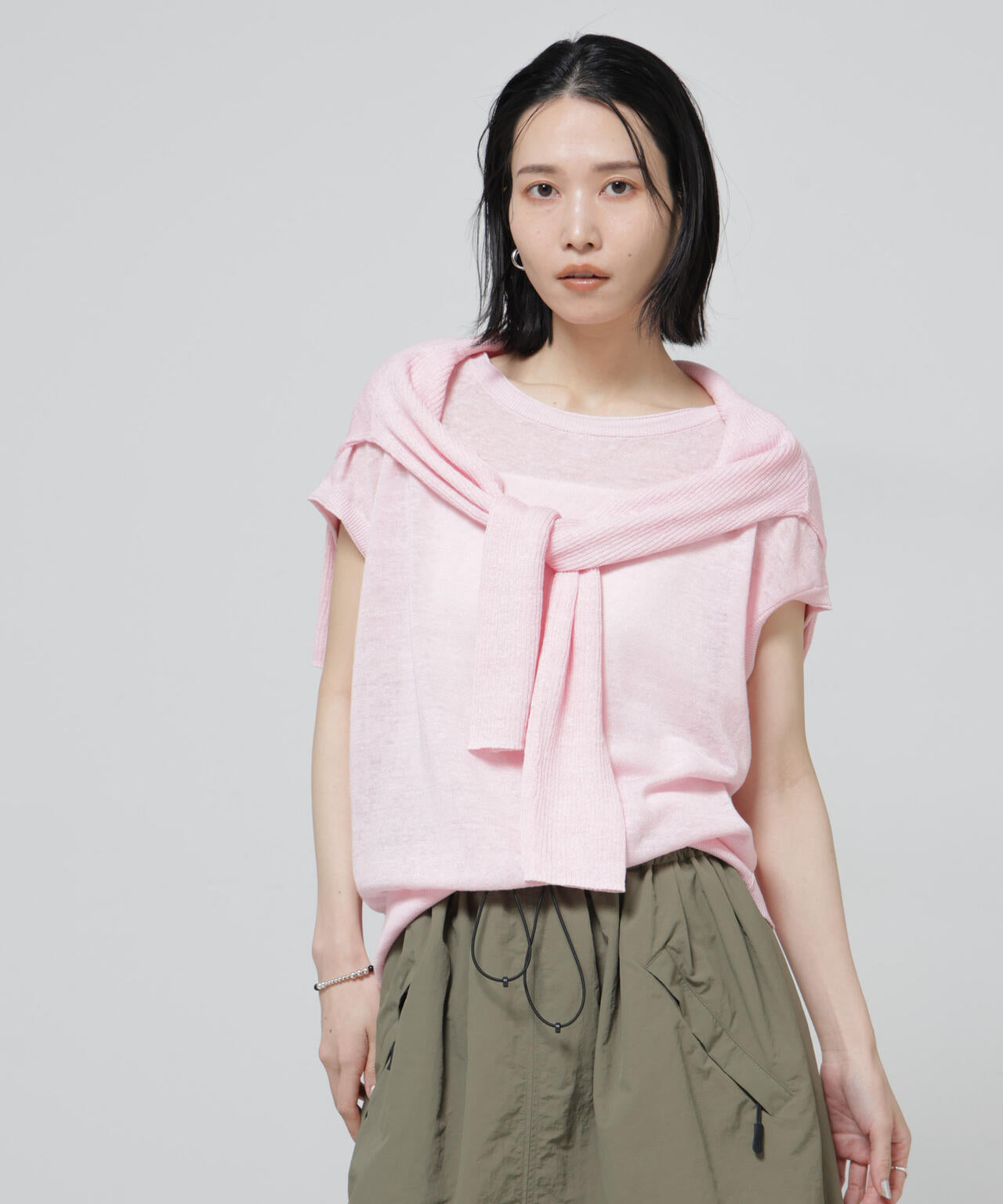 European Flax 2wayフレンチスリーブニット